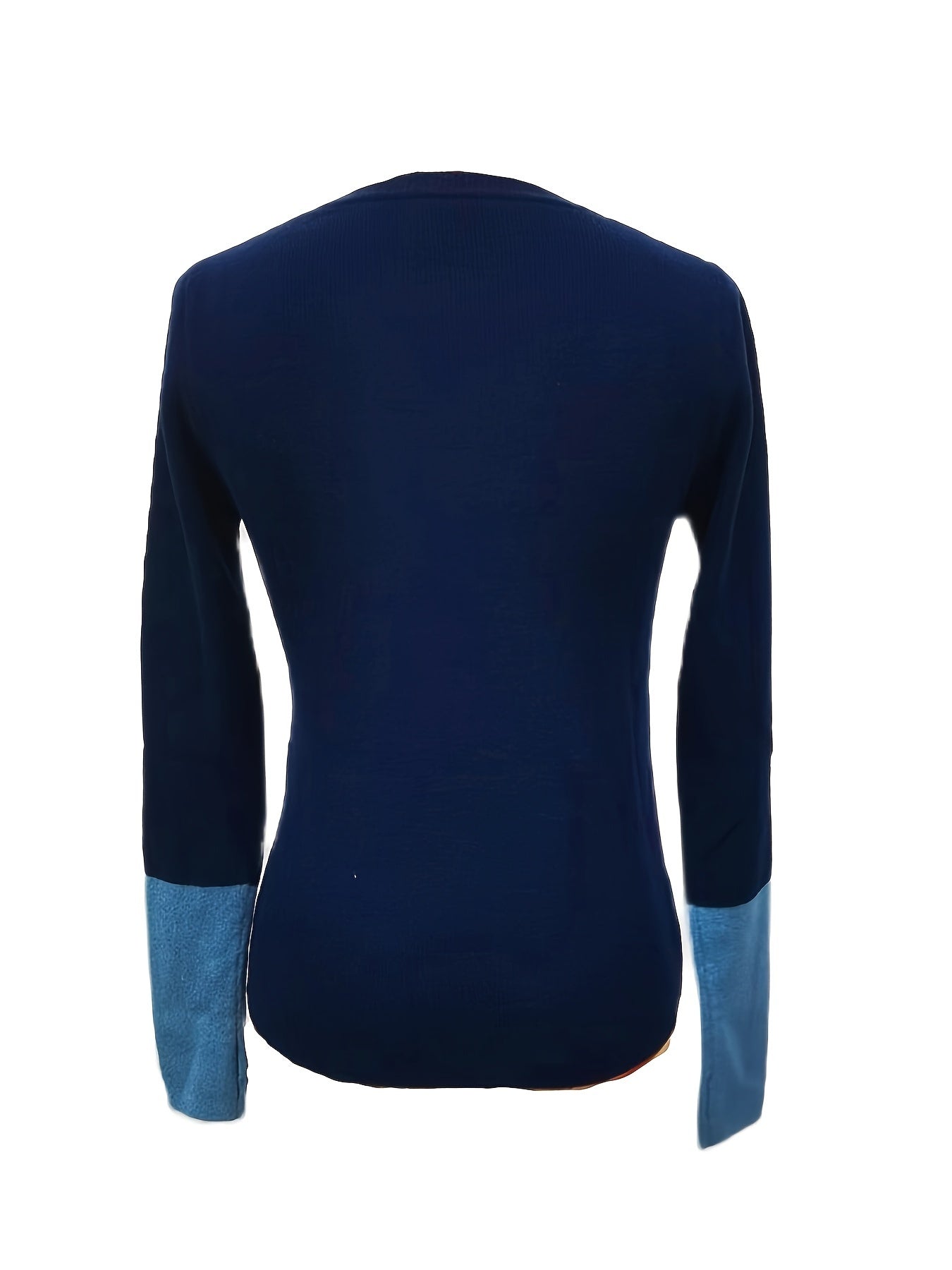 Sixsr Color Block Crew Neck Pullover Sweater, Elegant Long Sleeve Slim Sweater, Women's Clothing