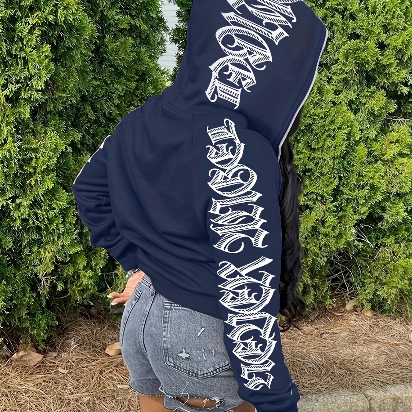 Sixsr Full Zip Up Hooded Sweatshirts, Long Sleeve Top Solid Color Jacket, Graphic Sweatshirt Hoodies Women's Sweatshirts