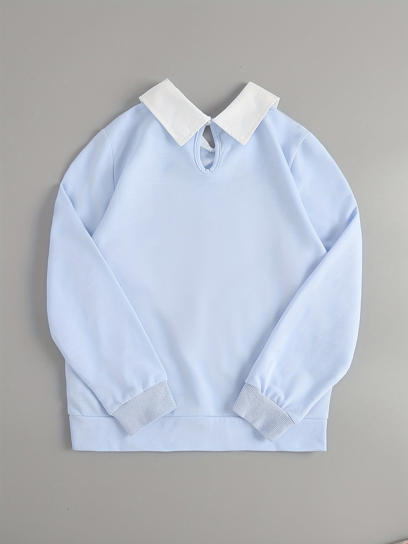 Sixsr Girls Stylish Crew Neck Collared Sweatshirt Top Pullovers For Sports Casual Outfit, Cute Kids Spring/ Fall Clothing