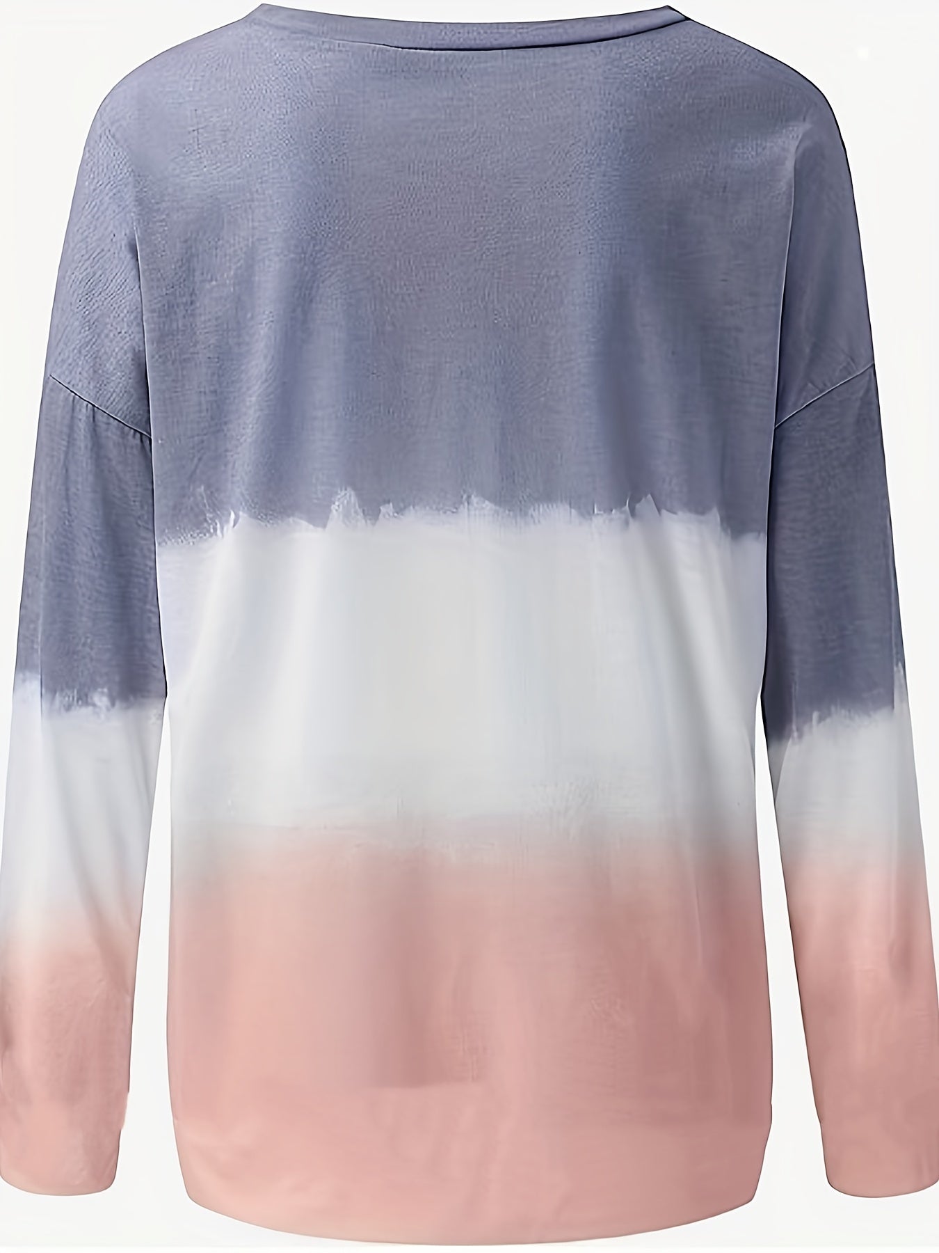 Sixsr Plus Size Casual Sweatshirt, Women's Plus Colorful Floral Print Ombre Long Sleeve Crew Neck High Stretch Pullover Sweatshirt, Casual Tops For Fall & Winter, Plus Size Women's Clothing