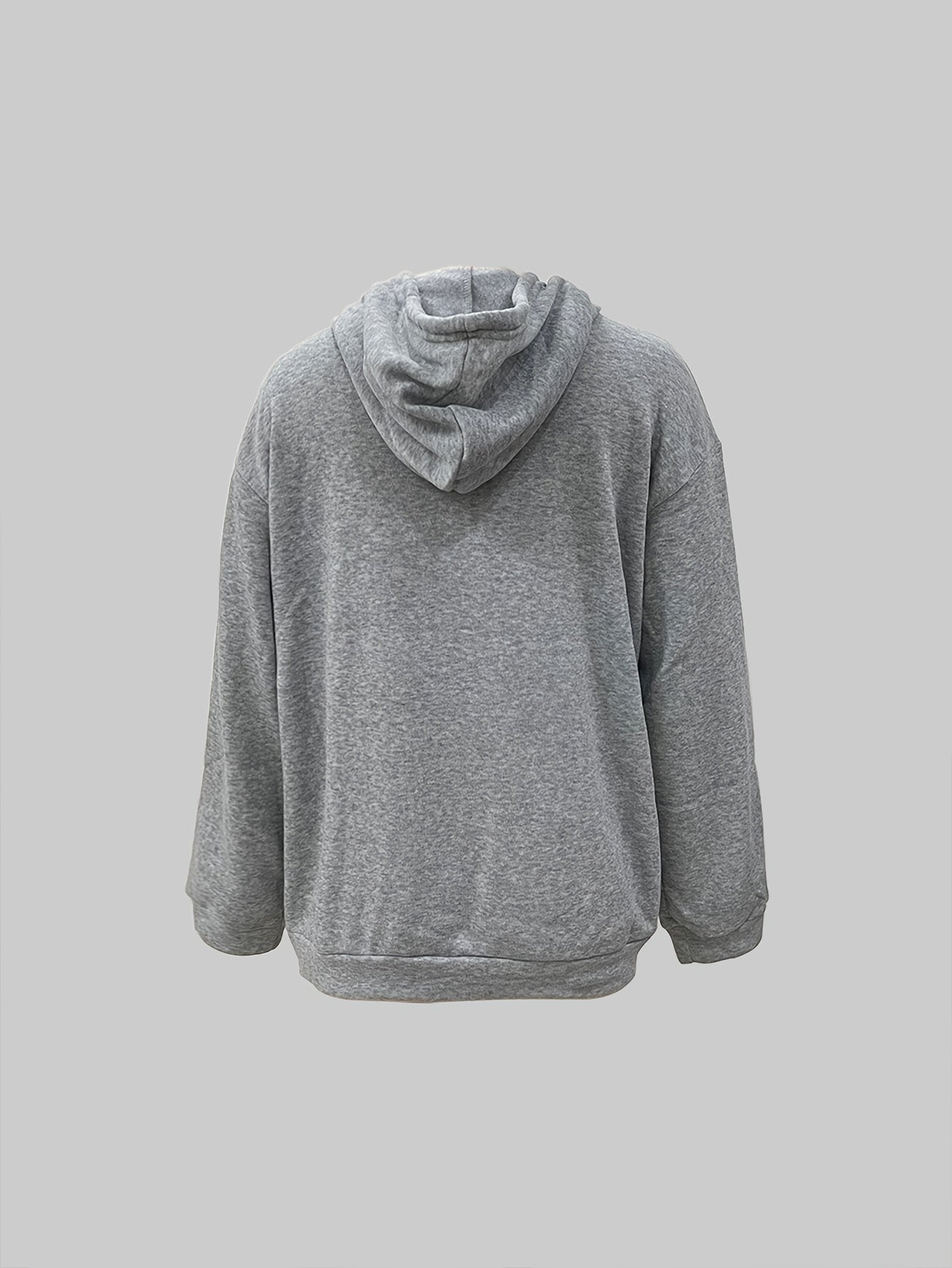 Sixsr Plus Size Casual Sweatshirt, Women's Plus Cartoon Figure Print Long Sleeve Drawstring Hooded Sweatshirt With Pockets