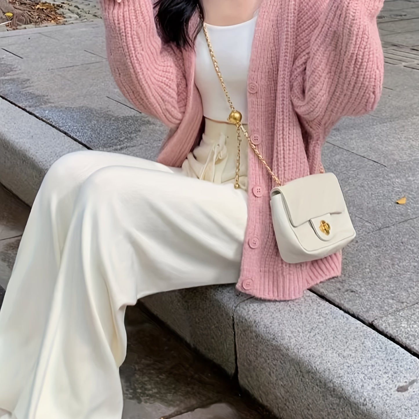 Sixsr Button Front Ribbed Knitted Cardigan Sweater, Casual Long Sleeve Sweater For Fall & Winter, Women's Clothing