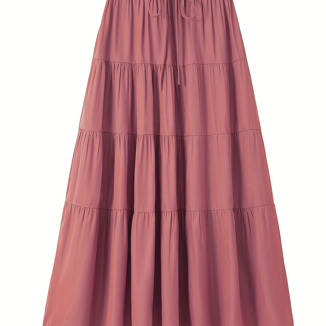 Ruffle Layered Hem Drawstring Skirt, Casual Skirt For Spring & Summer, Women's Clothing