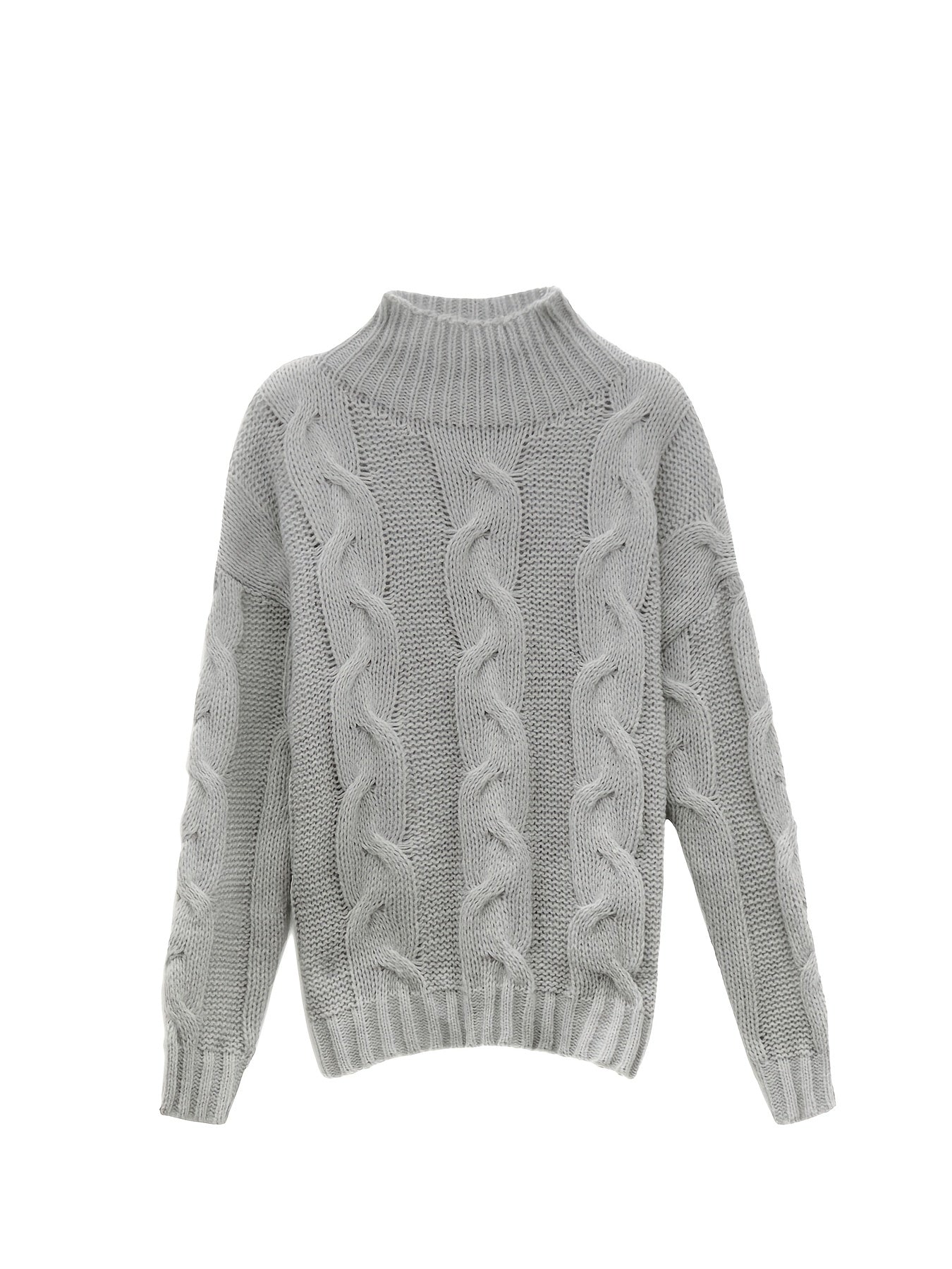 Sixsr Twist Pattern Turtle Neck Pullover Sweater, Casual Long Sleeve Sweater For Fall & Winter, Women's Clothing