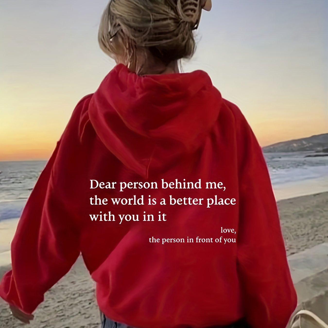 Sixsr Letter Print Hoodies, Long Sleeve Thermal Drawstring Casual Sweatshirt For Fall & Winter, Women's Clothing