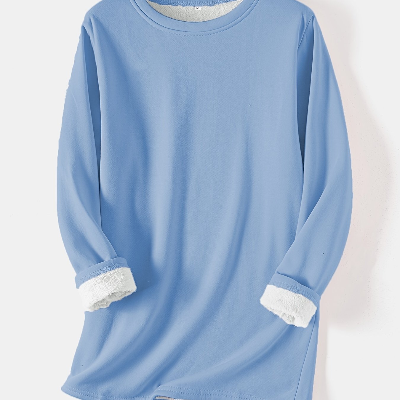 Sixsr Women's Pullover Winter Warm Plush Lining Long Sleeve Sweatshirt, Slim Fit Warm Top, Women's Clothing