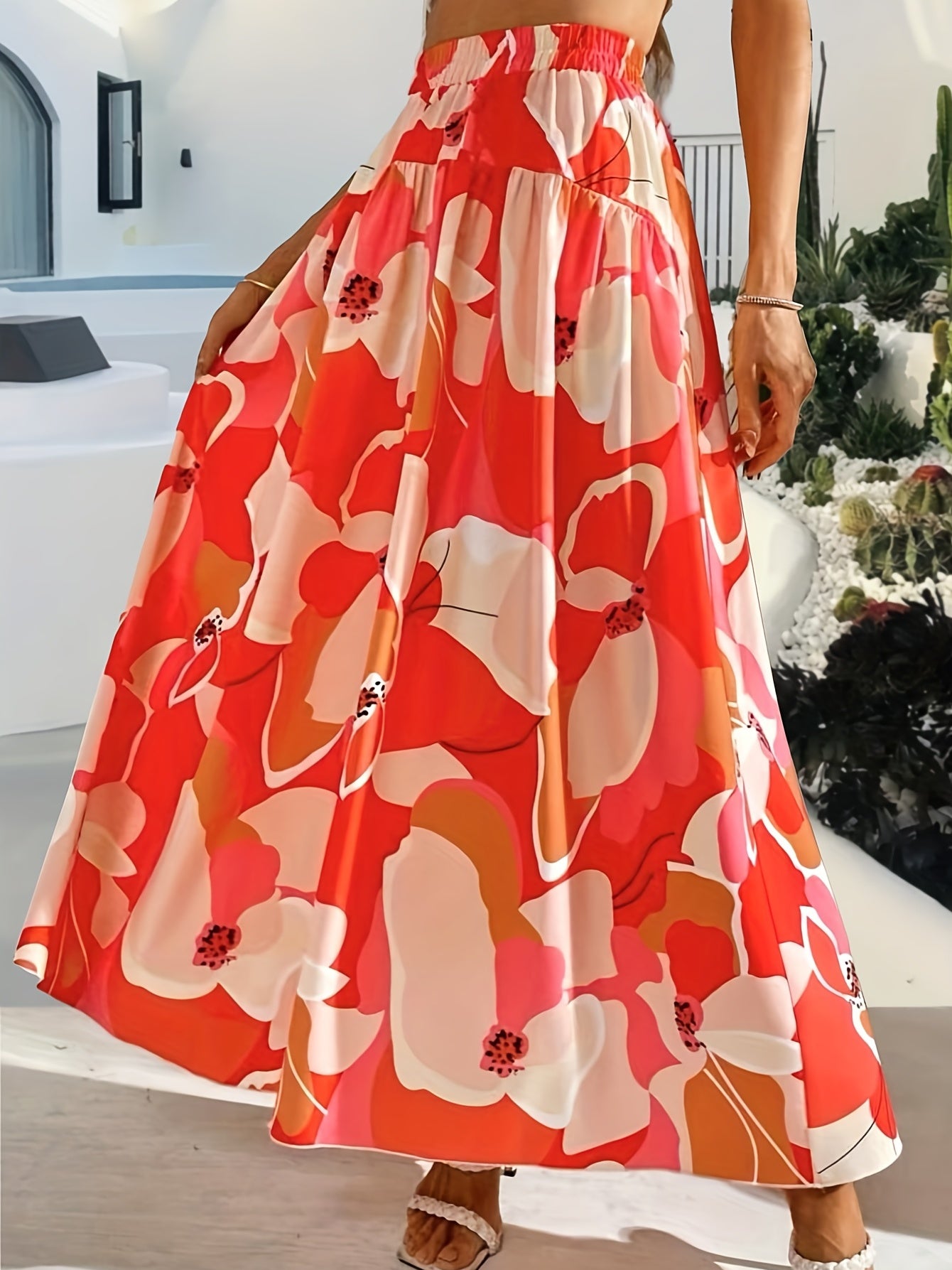 Floral Print High Waist Skirt, Casual Skirt For Spring & Summer, Women's Clothing