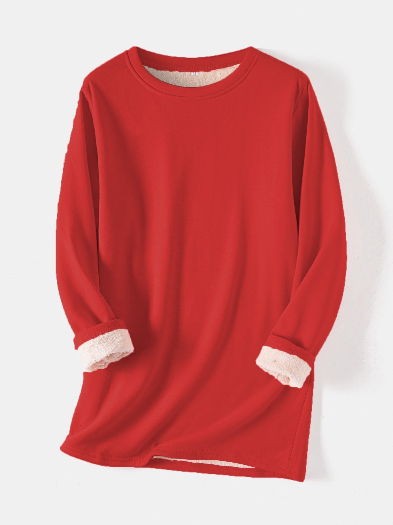 Sixsr Women's Pullover Winter Warm Plush Lining Long Sleeve Sweatshirt, Slim Fit Warm Top, Women's Clothing