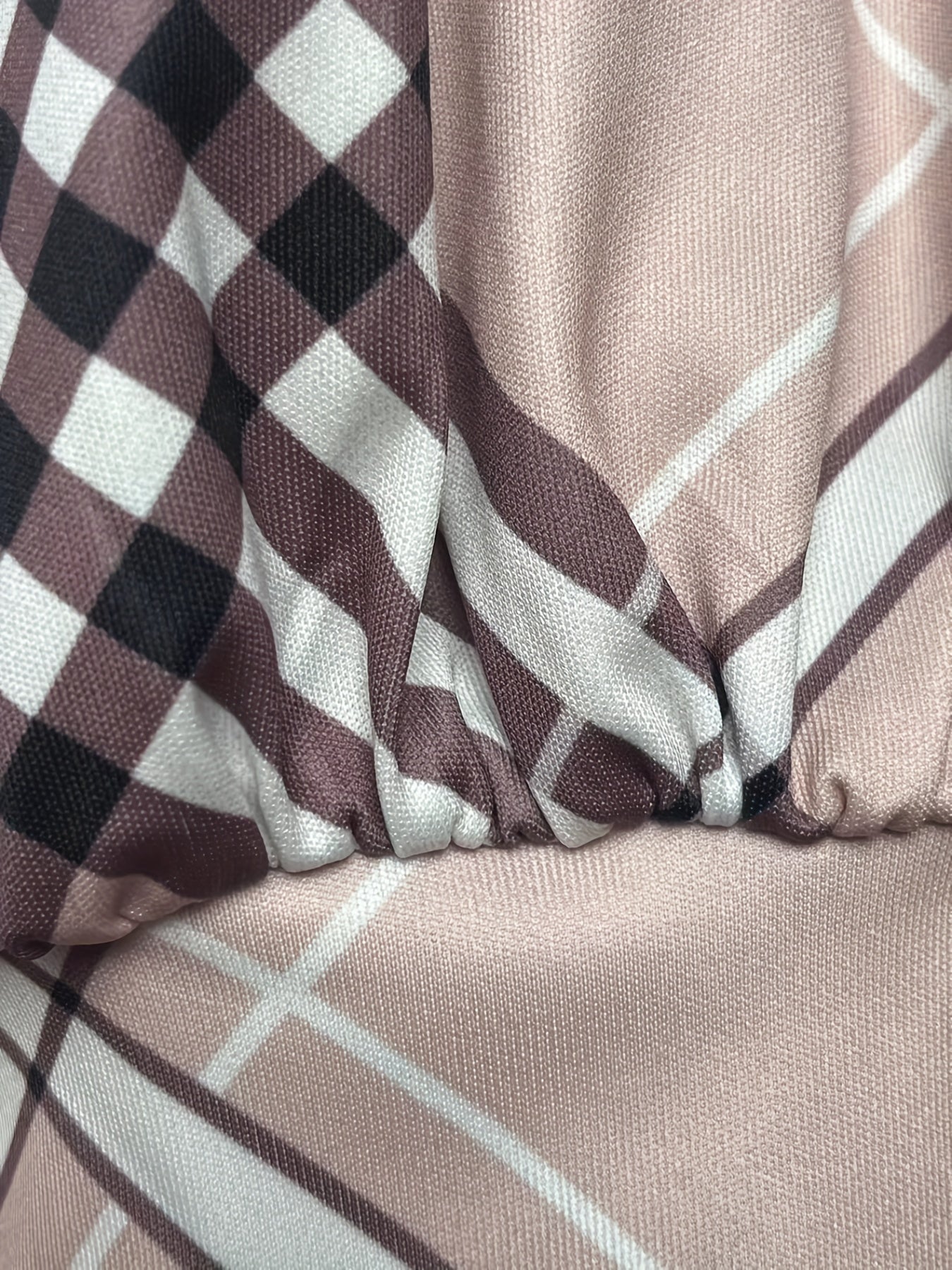 Plaid Print Slanted Shoulder Dress, Casual Long Sleeve Maxi Dress, Women's Clothing