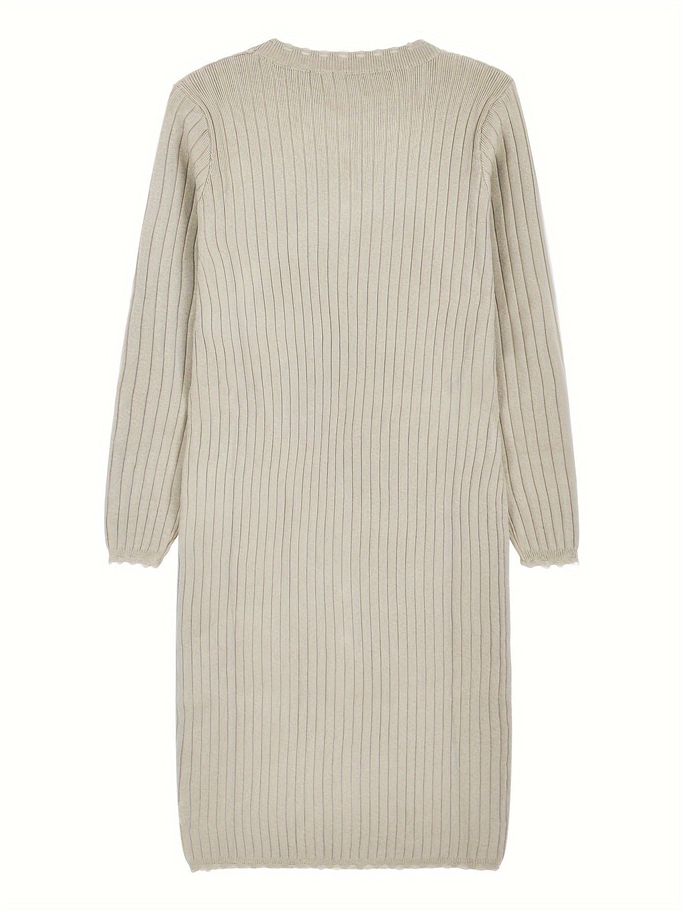 Sixsr Button Front Solid Dress, Elegant Long Sleeve Dress For Spring & Fall, Women's Clothing