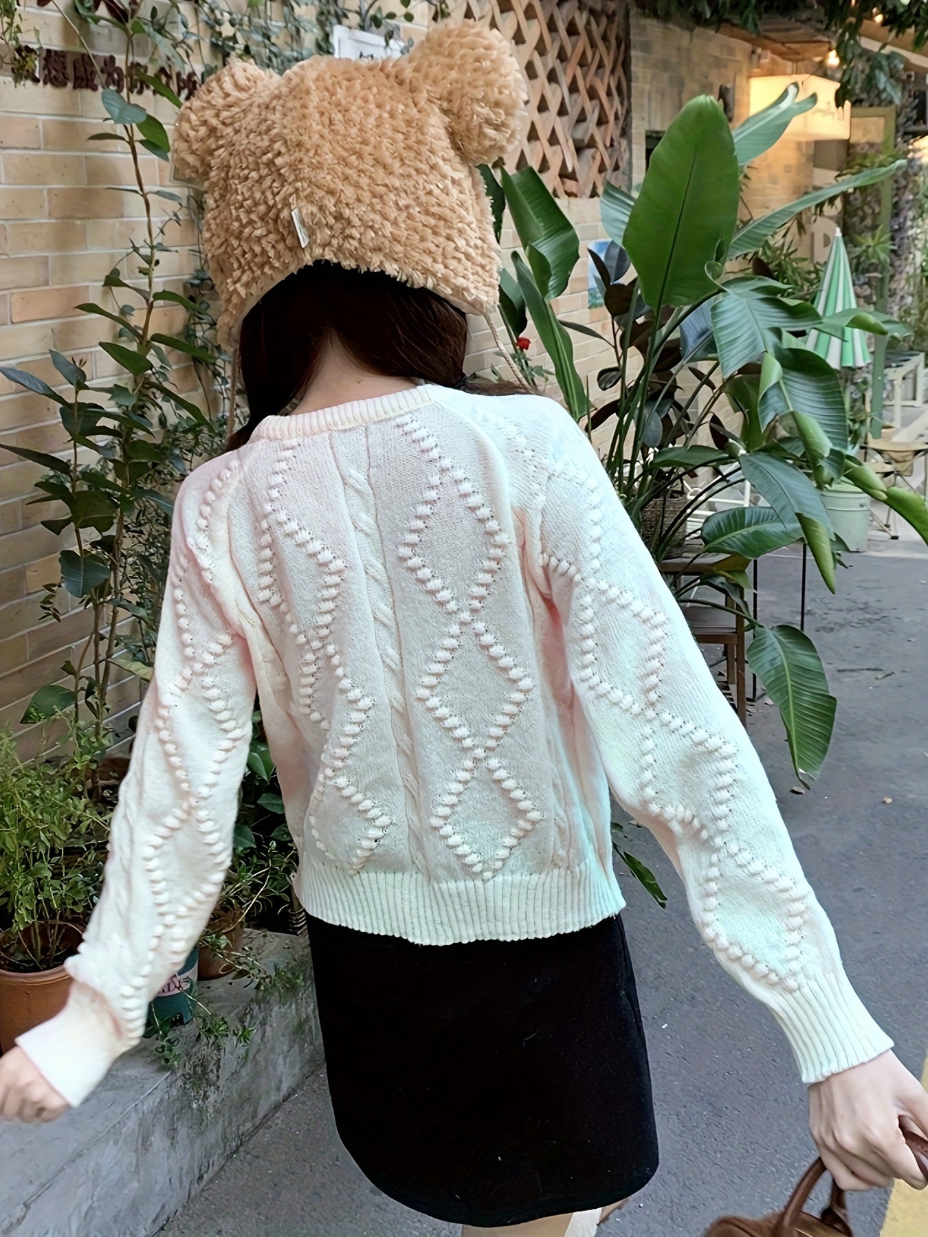 Sixsr Solid Zip Up Cable Knit Cardigan, Casual Long Sleeve Sweater For Spring & Fall, Women's Clothing