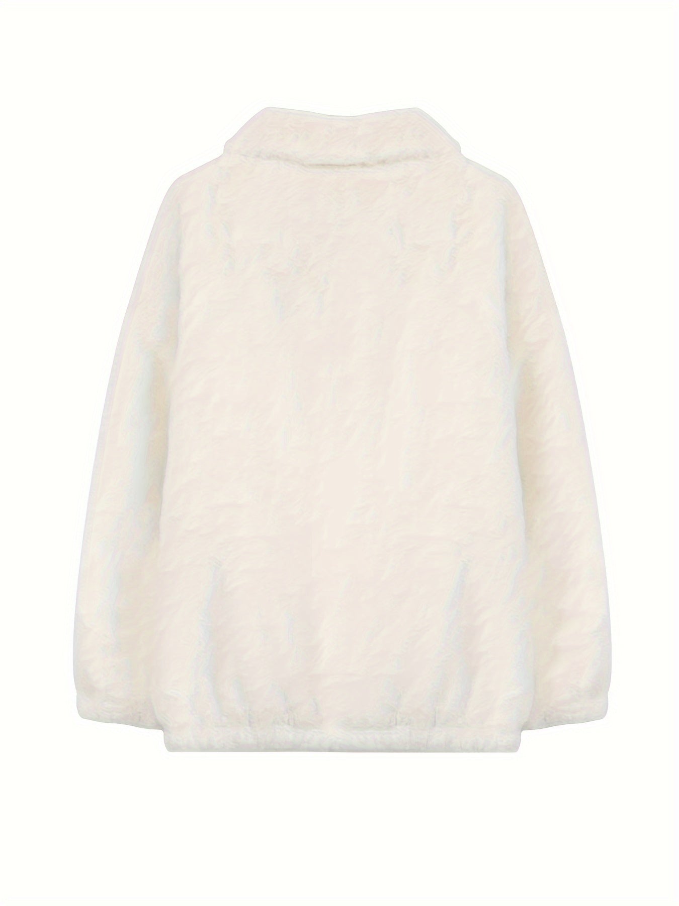 Sixsr Letter Print Zipper Front Loose Coat, Casual Drawstring Turtle Neck Long Sleeve Coat For Fall & Winter, Women's Clothing