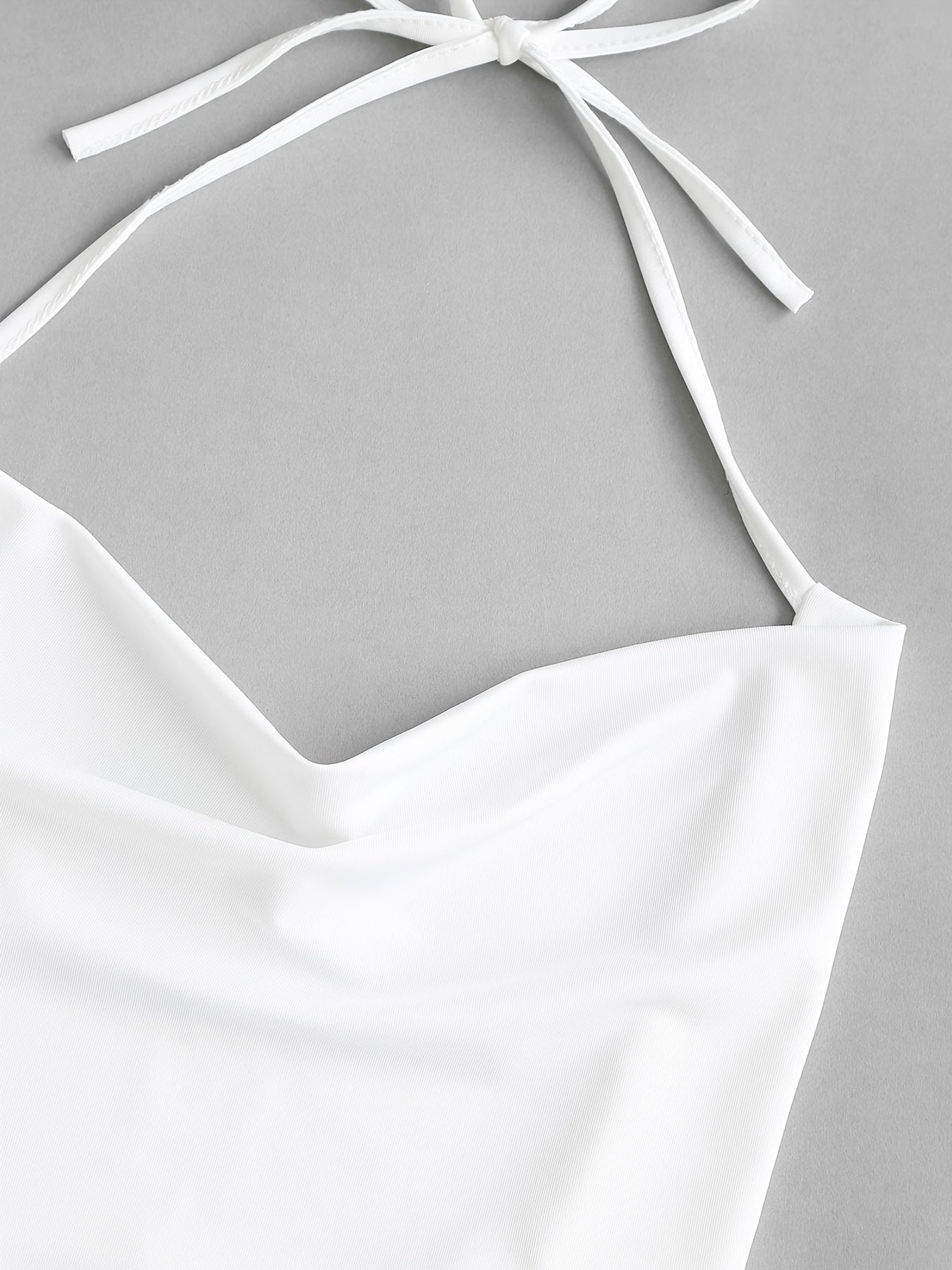 Solid Crop Halter Top, Casual Every Day Top For Summer & Spring, Women's Clothing