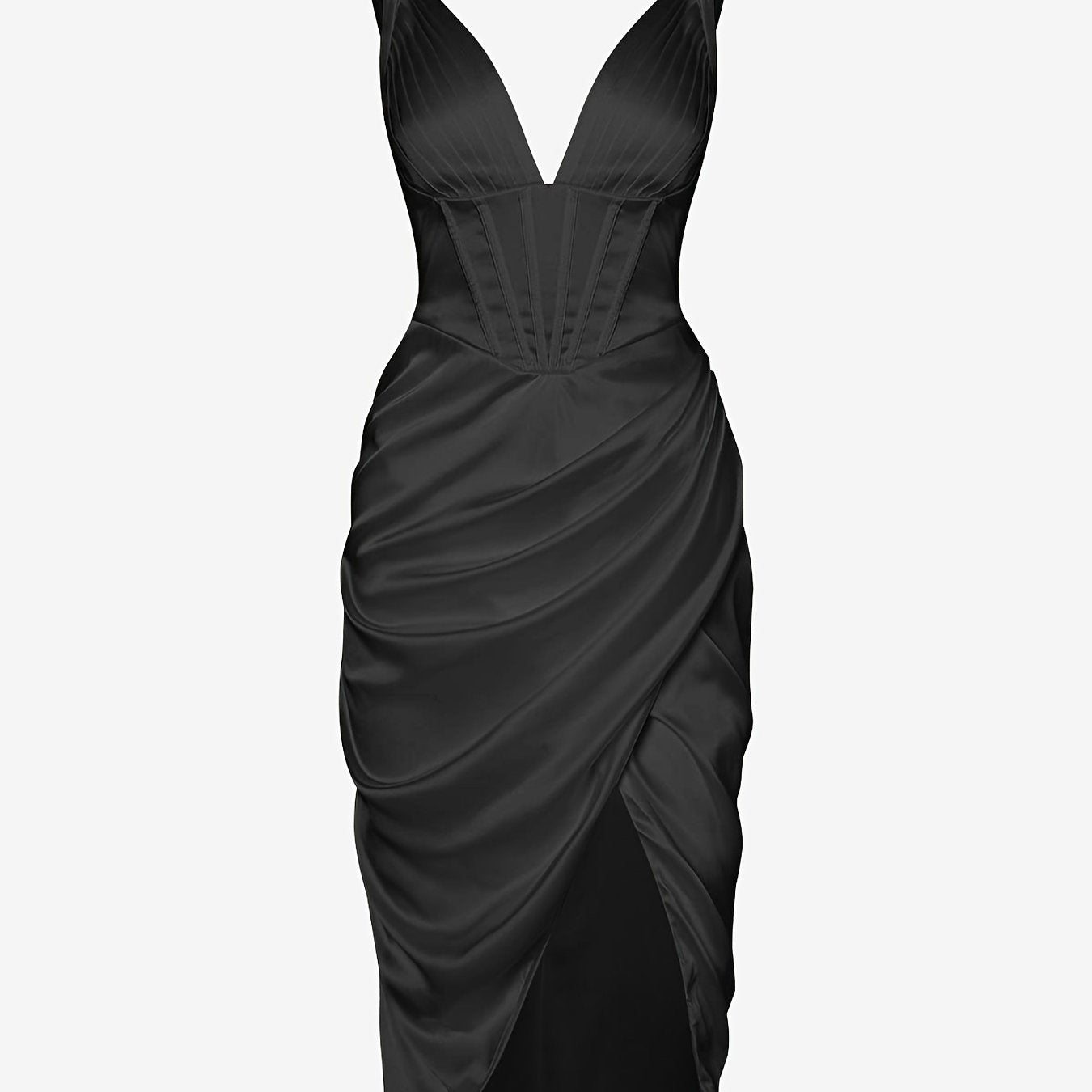 Sexy Backless Slim Deep V Neck Dress, Casual Every Day Dress For Spring & Fall, Women's Clothing