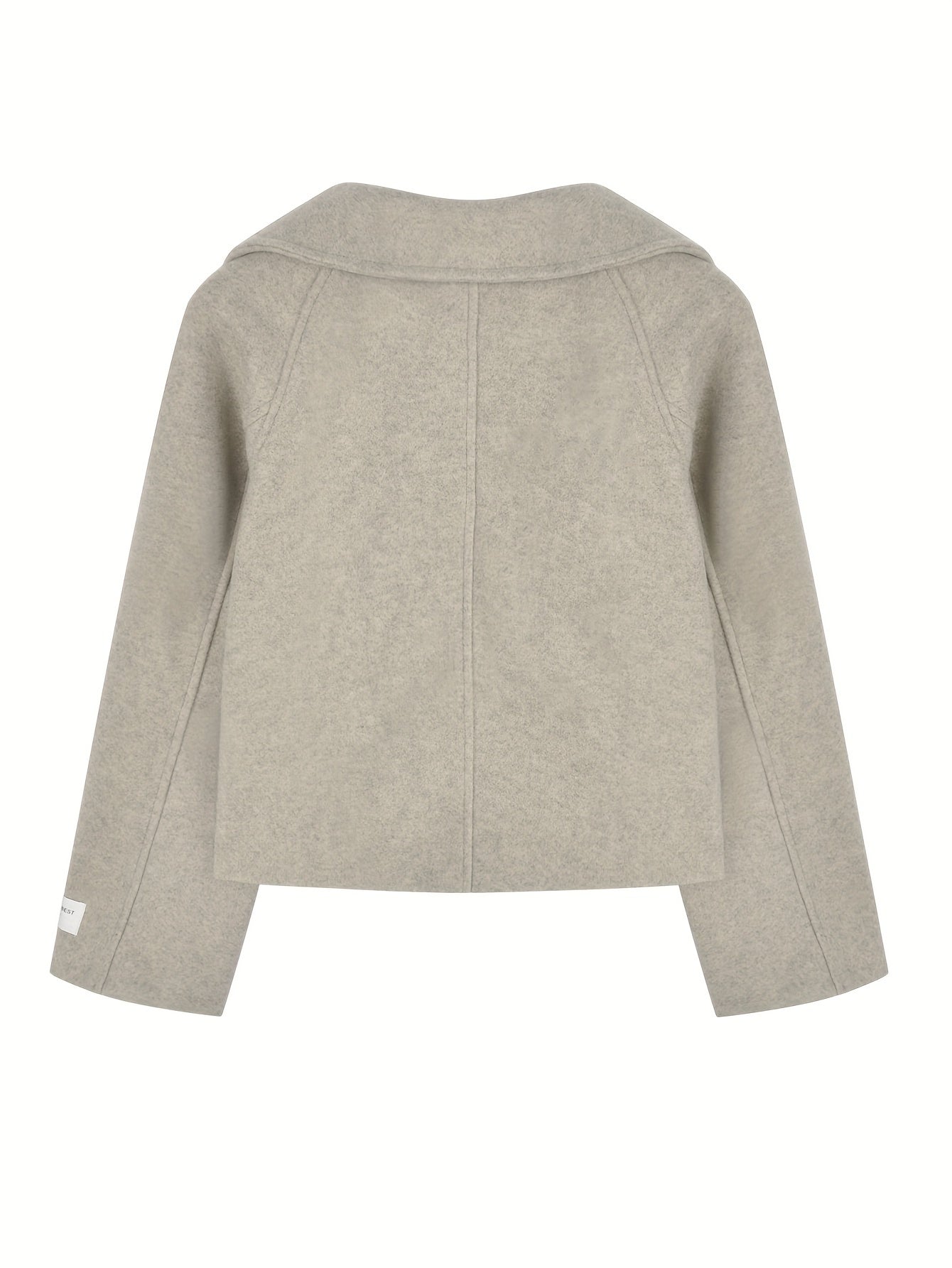 Sixsr Button Front Lapel Neck Jacket, Casual Solid Color Long Sleeve Coat For Fall & Winter, Women's Clothing