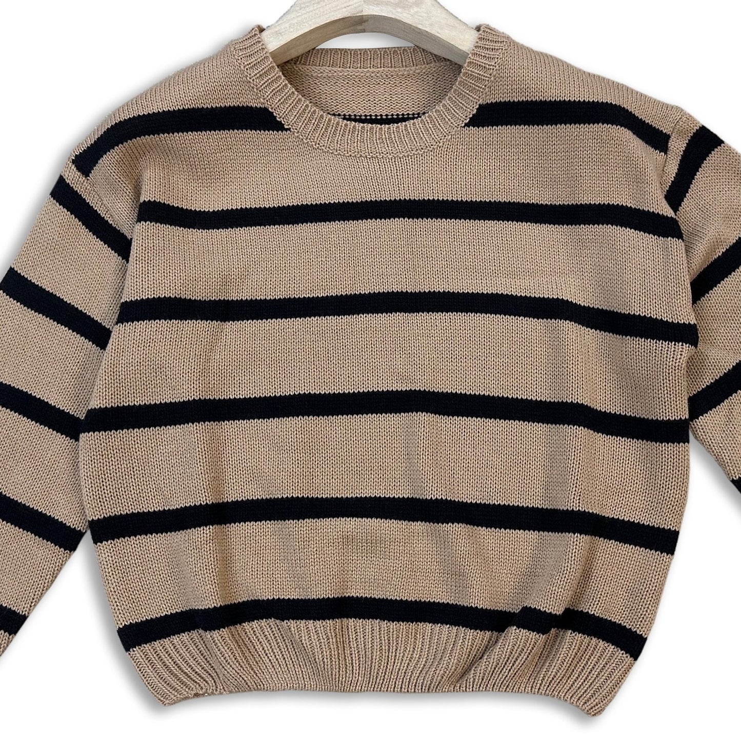 Sixsr Striped Drop Shoulder Sweater, Casual Long Sleeve Sweater For Fall & Winter, Women's Clothing