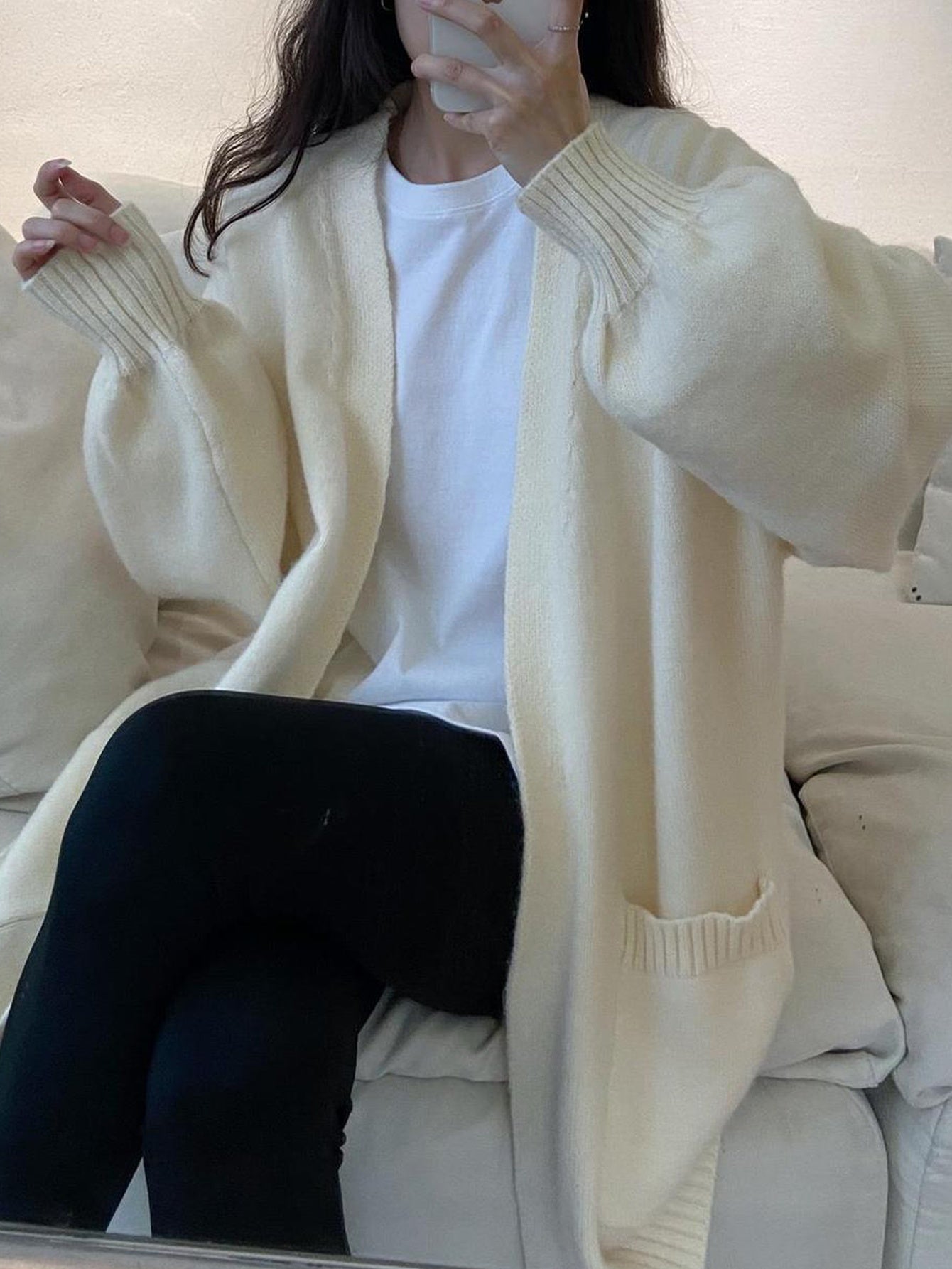 Sixsr Button Front Pockets Cardigan, Elegant Long Sleeve Cadigan For Spring & Fall, Women's Clothing