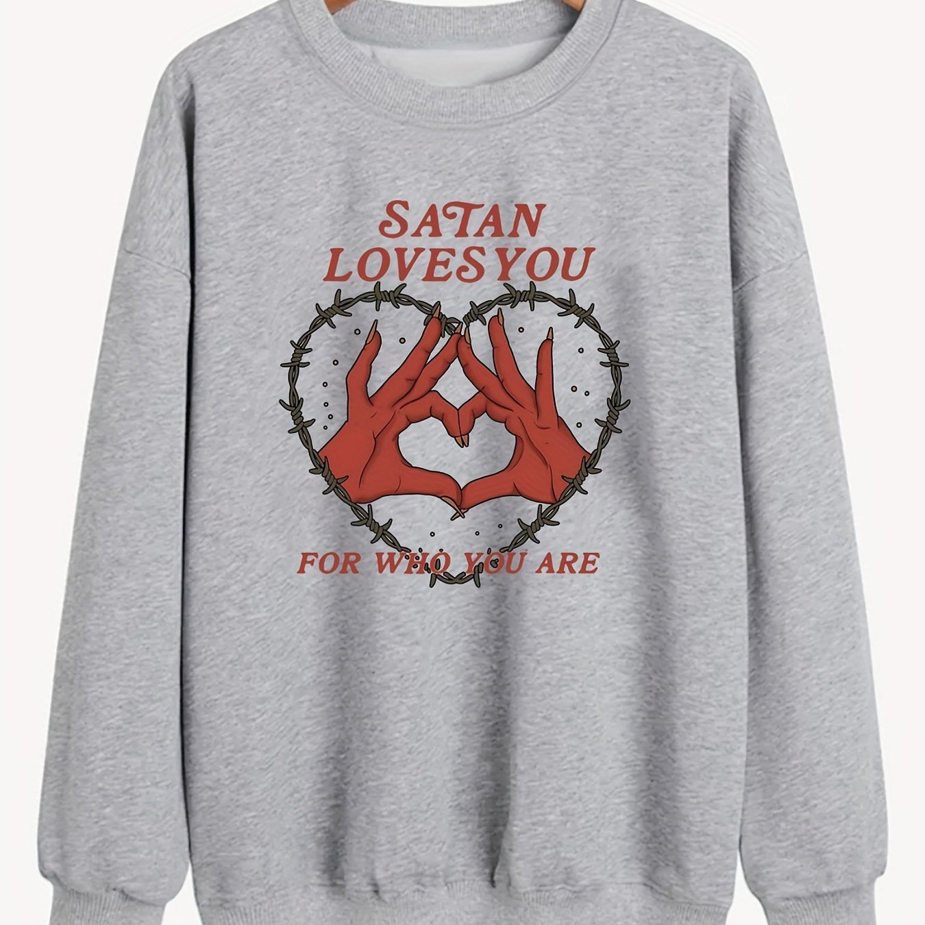 Sixsr Plus Size Casual Sweatshirt, Women's Plus Graphic & Slogan Print Long Sleeve Round Neck Sweatshirt