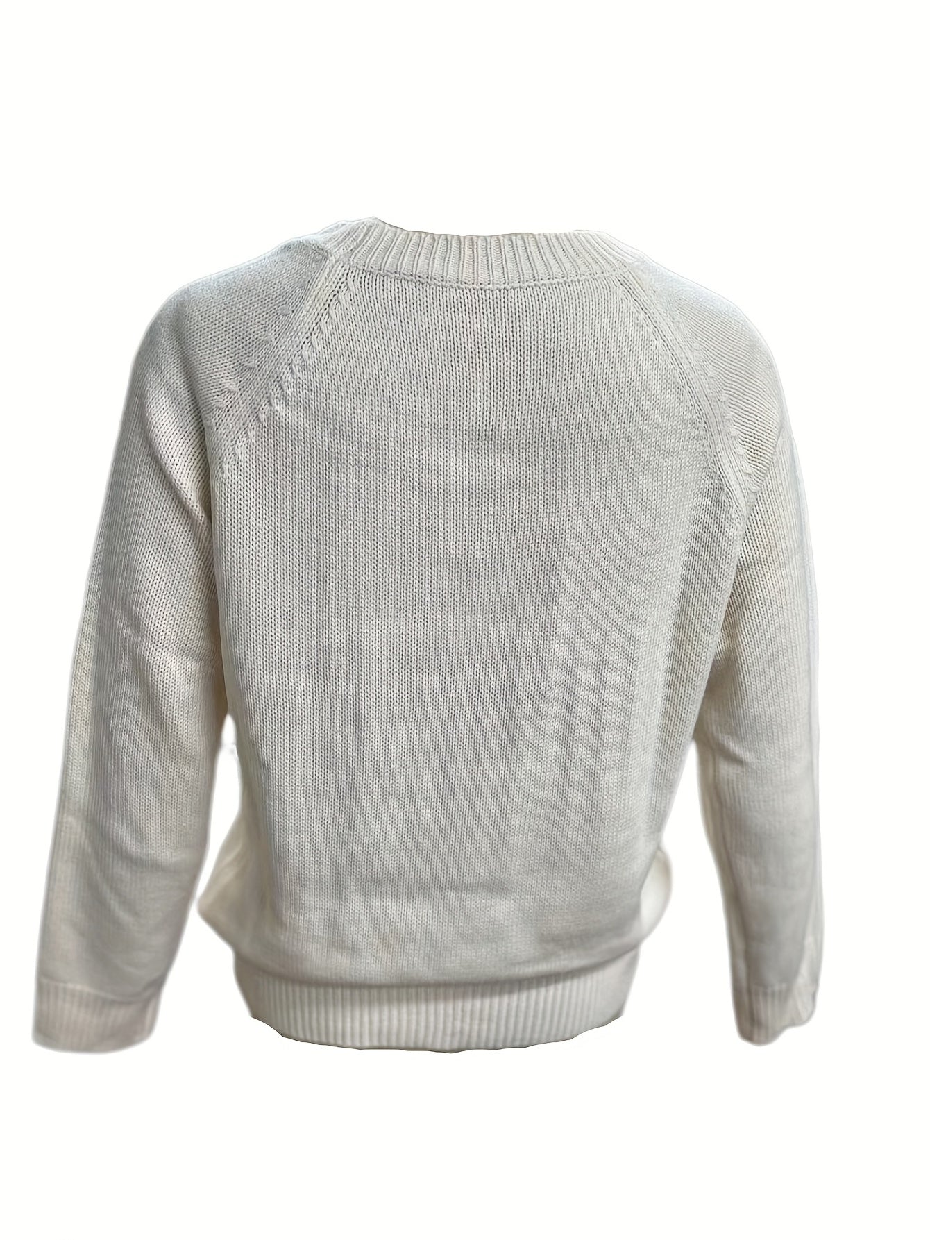 Sixsr Heart Graphic Long Sleeve Sweater, Crew Neck Casual Sweater, Women's Clothing