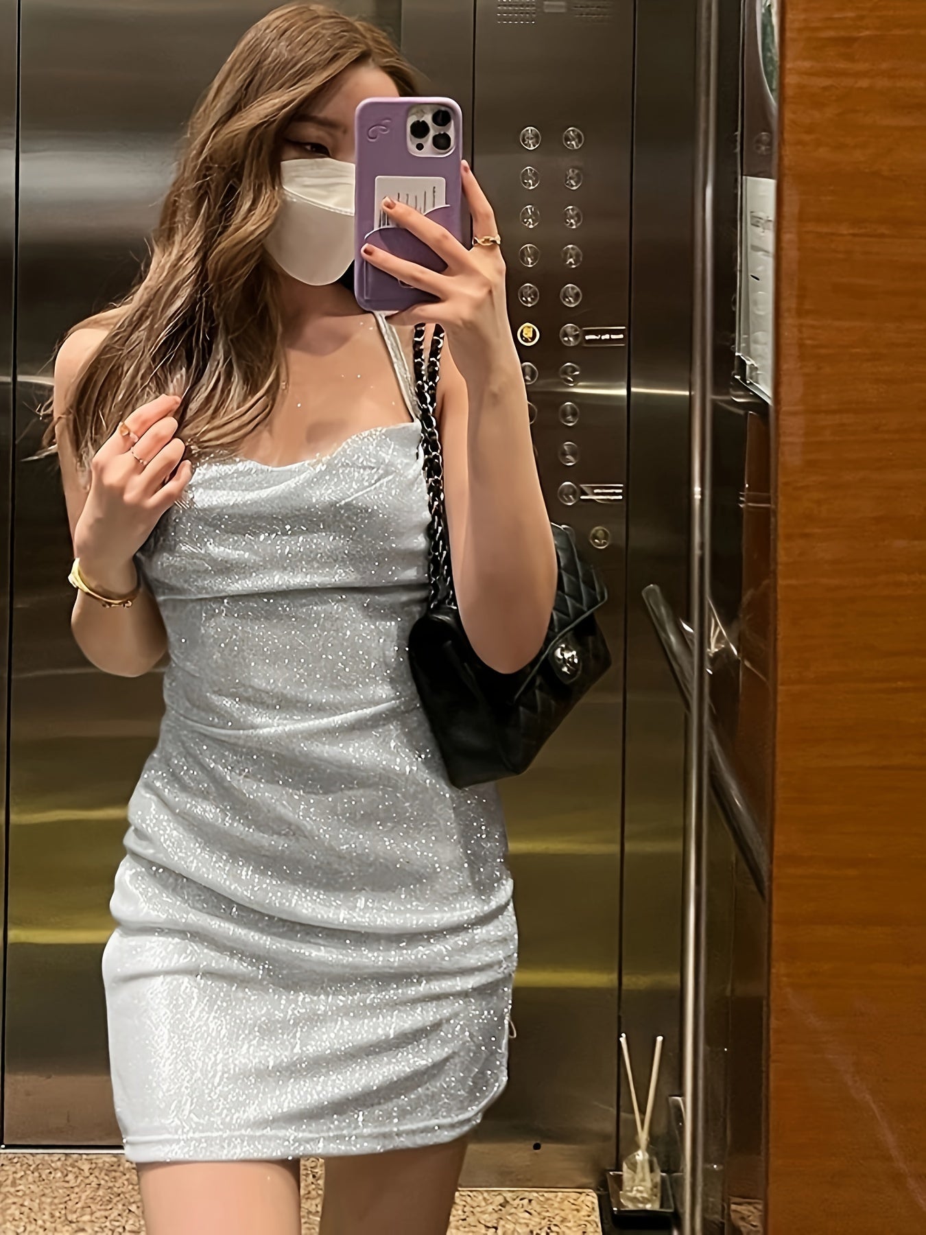 Sixsr Spaghetti Strap Cowl Neck Dress, Elegant Sleeveless Tie Back Backless Bodycon Dress, Women's Clothing