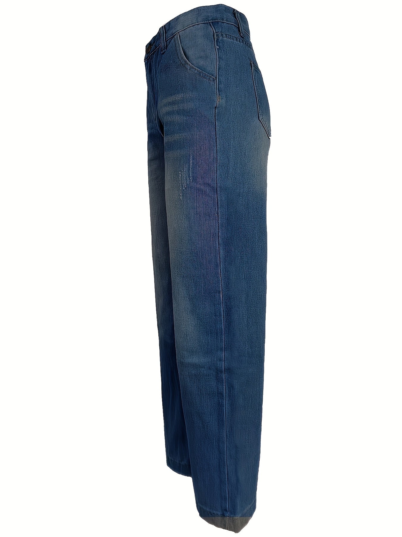Sixsr Retro Style Loose Fit Straight Jeans, Slash Pockets Non-Stretch Baggy Denim Pants, Women's Denim Jeans & Clothing