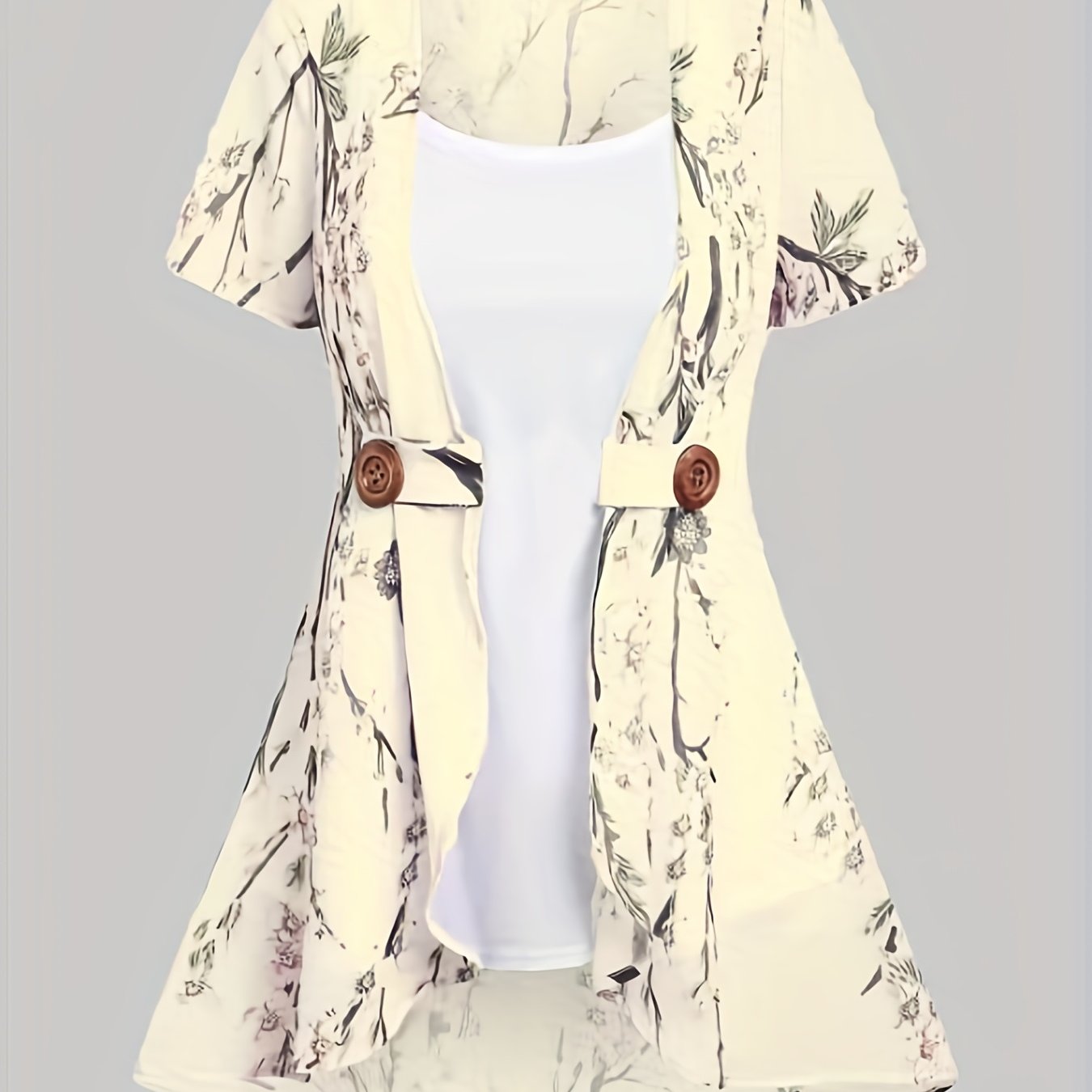 Women's Floral Print Two-piece Set - Casual Tank Top & Open Front Kimono Outfit for Comfortable and Stylish Look