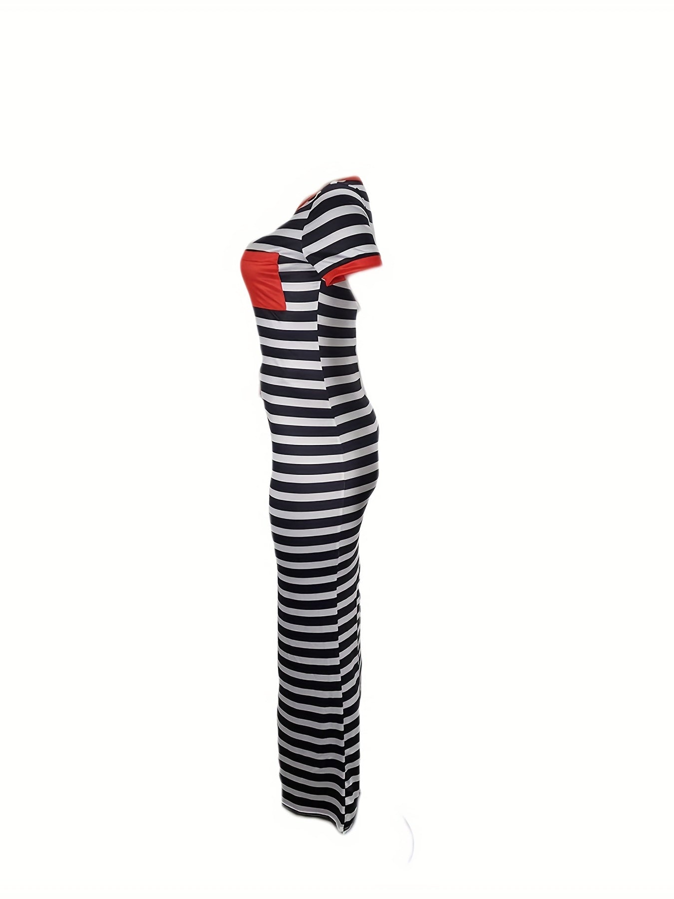 Sixsr Striped Print Bodycon Dress, Casual Crew Neck Short Sleeve Dress, Women's Clothing