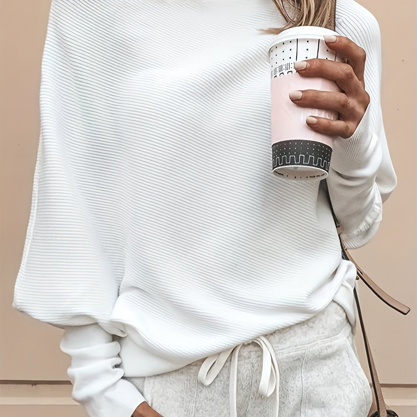 Sixsr Solid Off Shoulder Pullover Sweater, Casual Long Batwing Sleeve Sweater For Spring & Fall, Women's Clothing