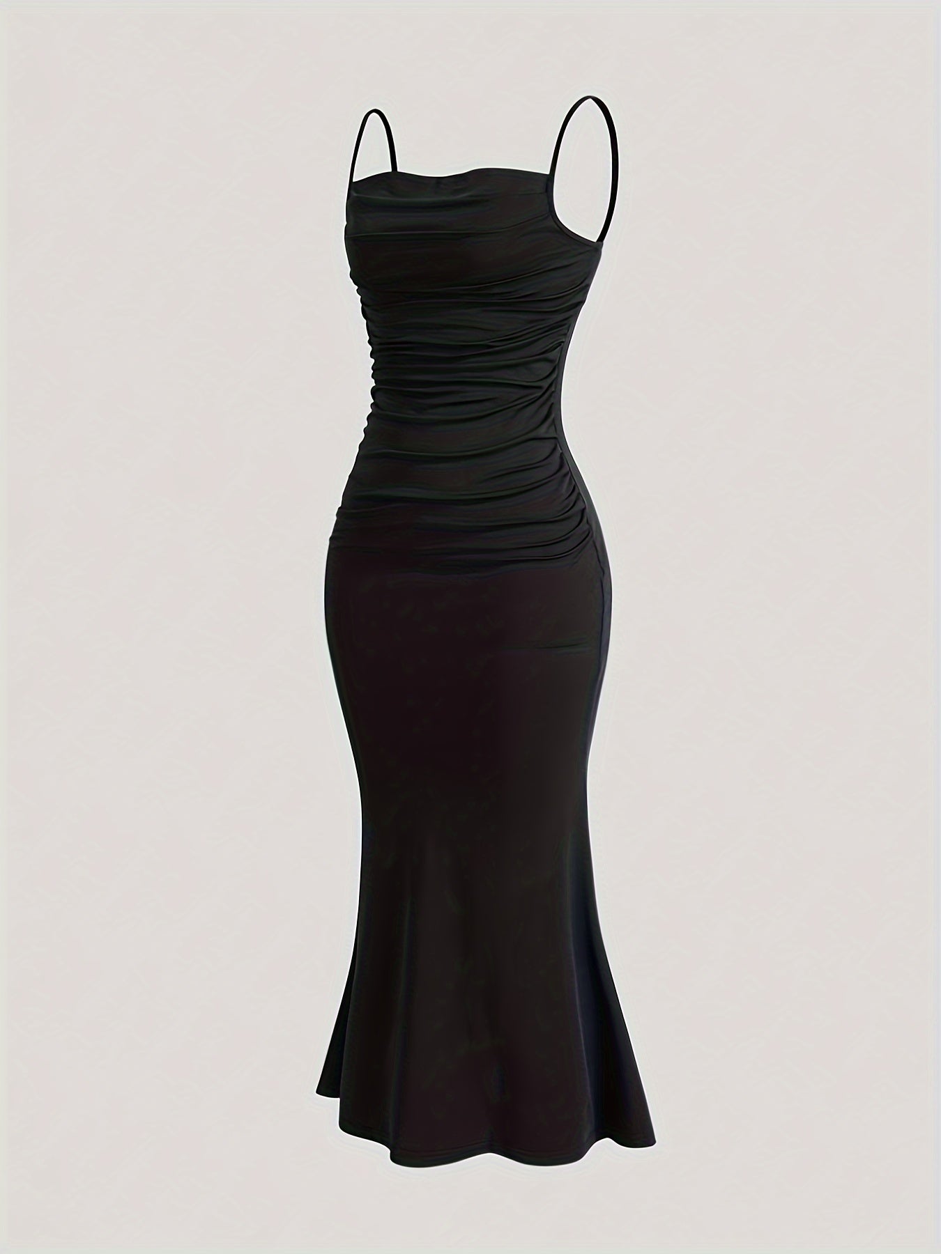 Sixsr Solid Ruched Cami Dress, Elegant Sleeveless Bodycon Dress, Women's Clothing