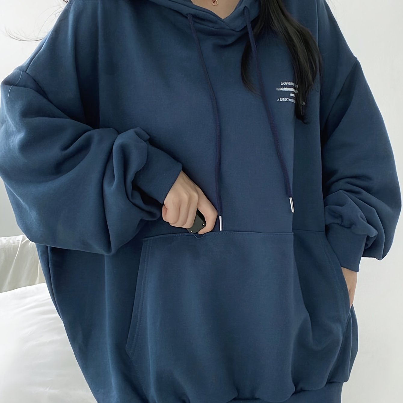 Sixsr Letter Print Drawstring Hoodie, Casual Long Sleeve Kangaroo Pocket Hoodie Sweatshirt, Women's Clothing
