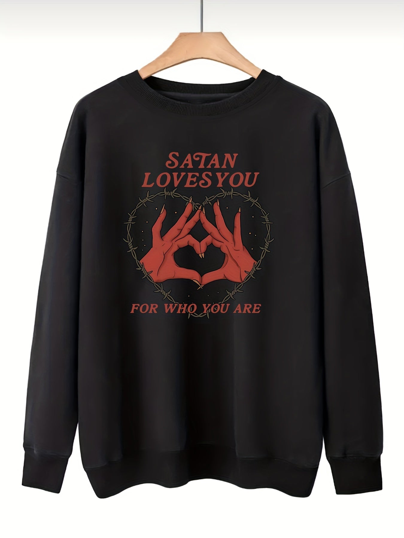 Sixsr Plus Size Casual Sweatshirt, Women's Plus Graphic & Slogan Print Long Sleeve Round Neck Sweatshirt