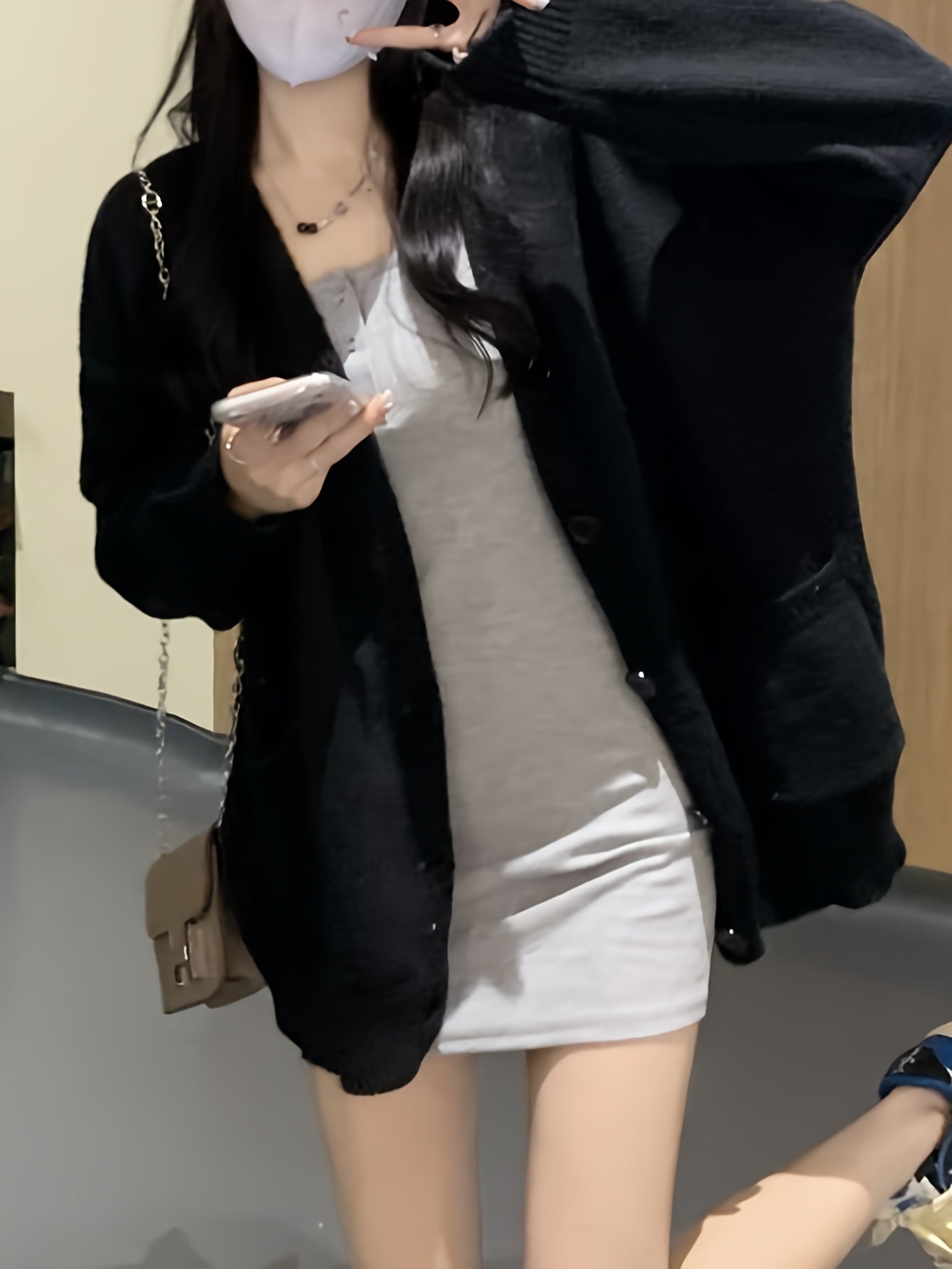 Sixsr Solid Button Front Cardigan, Casual Long Sleeve Drop Shoulder Outwear, Women's Clothing