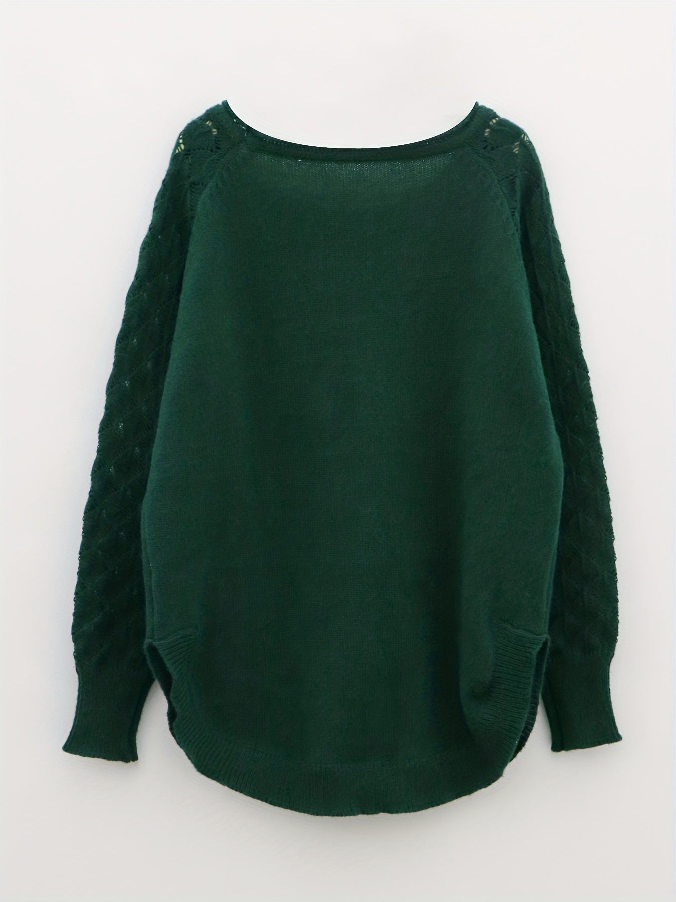 Sixsr Solid Crew Neck Slit Pullover Sweater, Casual Long Sleeve Sweater For Spring & Fall, Women's Clothing