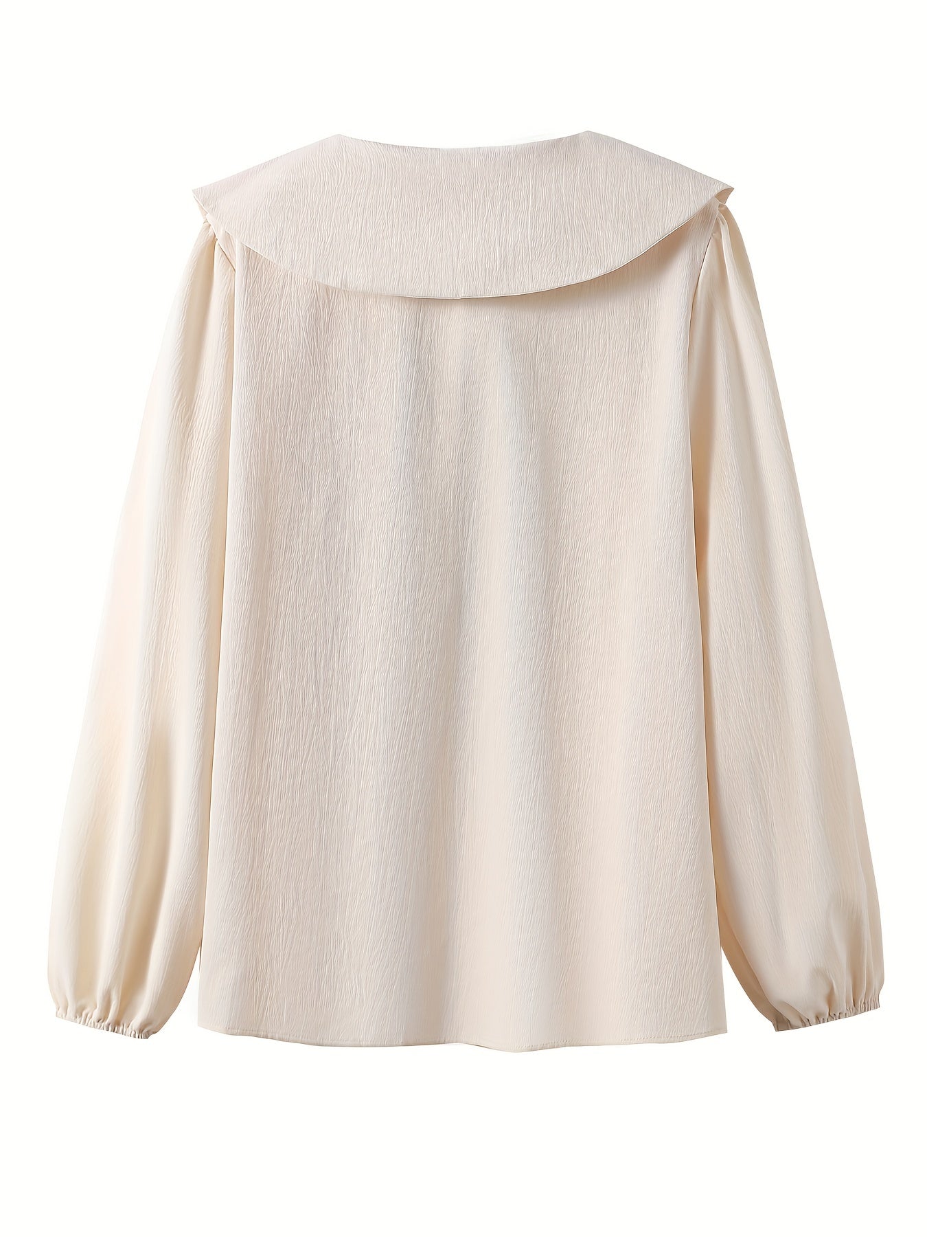 Sixsr Plus Size Elegant Blouse, Women's Plus Colorblock Bow Knot Peter Pan Collar Button Up Long Sleeve Top