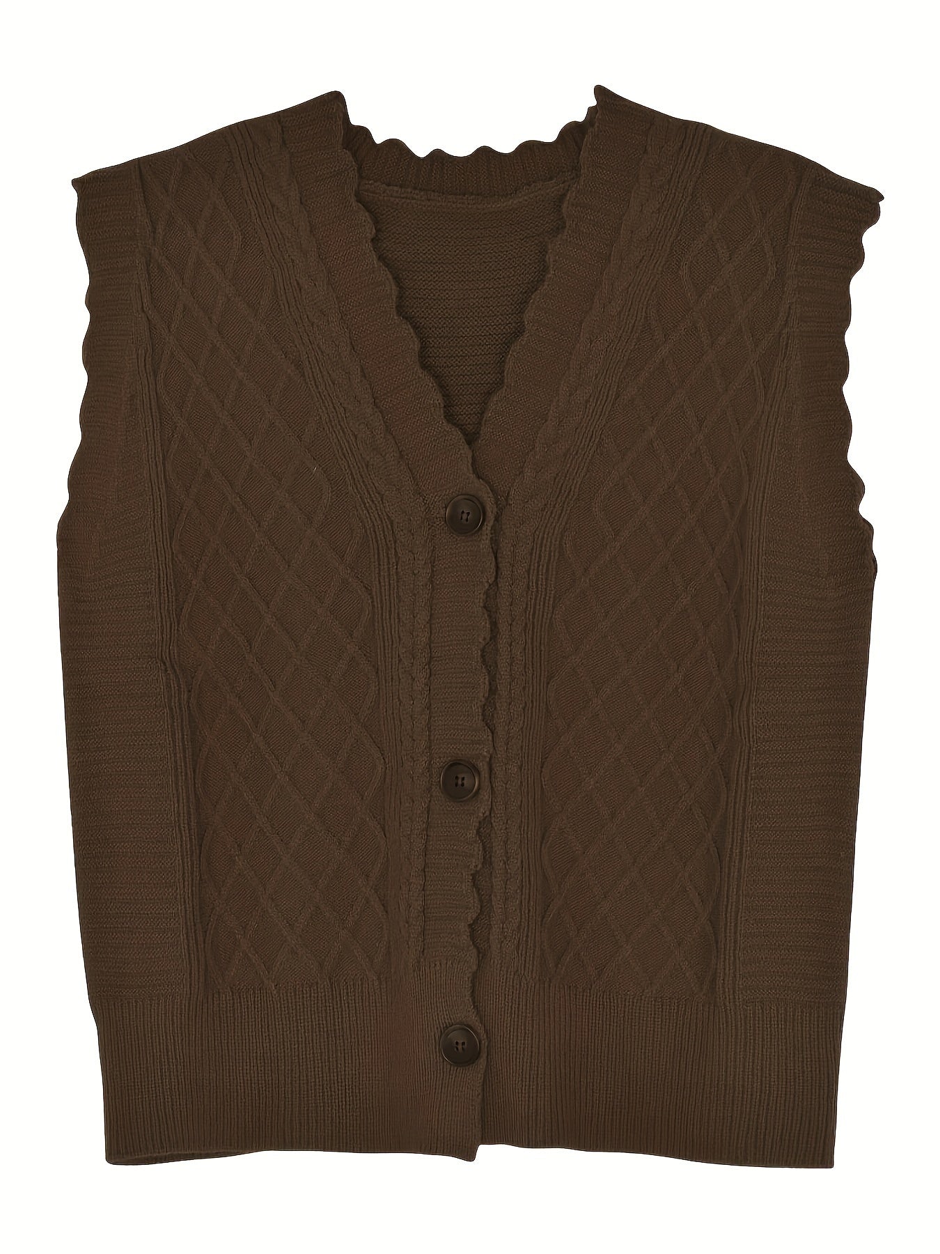 Sixsr Button Front V Neck Vest, Casual Sleeveless Tank Vest For Fall & Winter, Women's Clothing