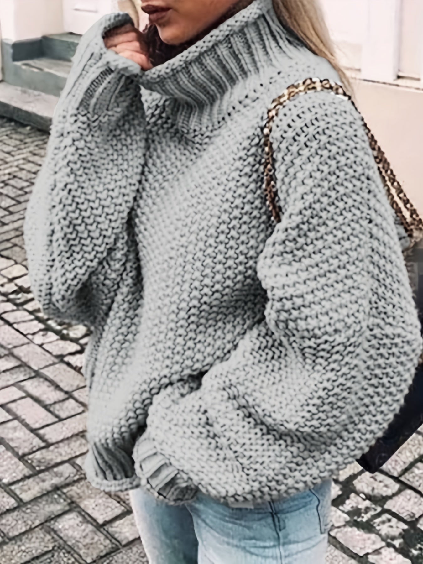 Sixsr Solid Turtle Neck Pullover Sweater, Casual Long Sleeve Sweater For Fall & Winter, Women's Clothing