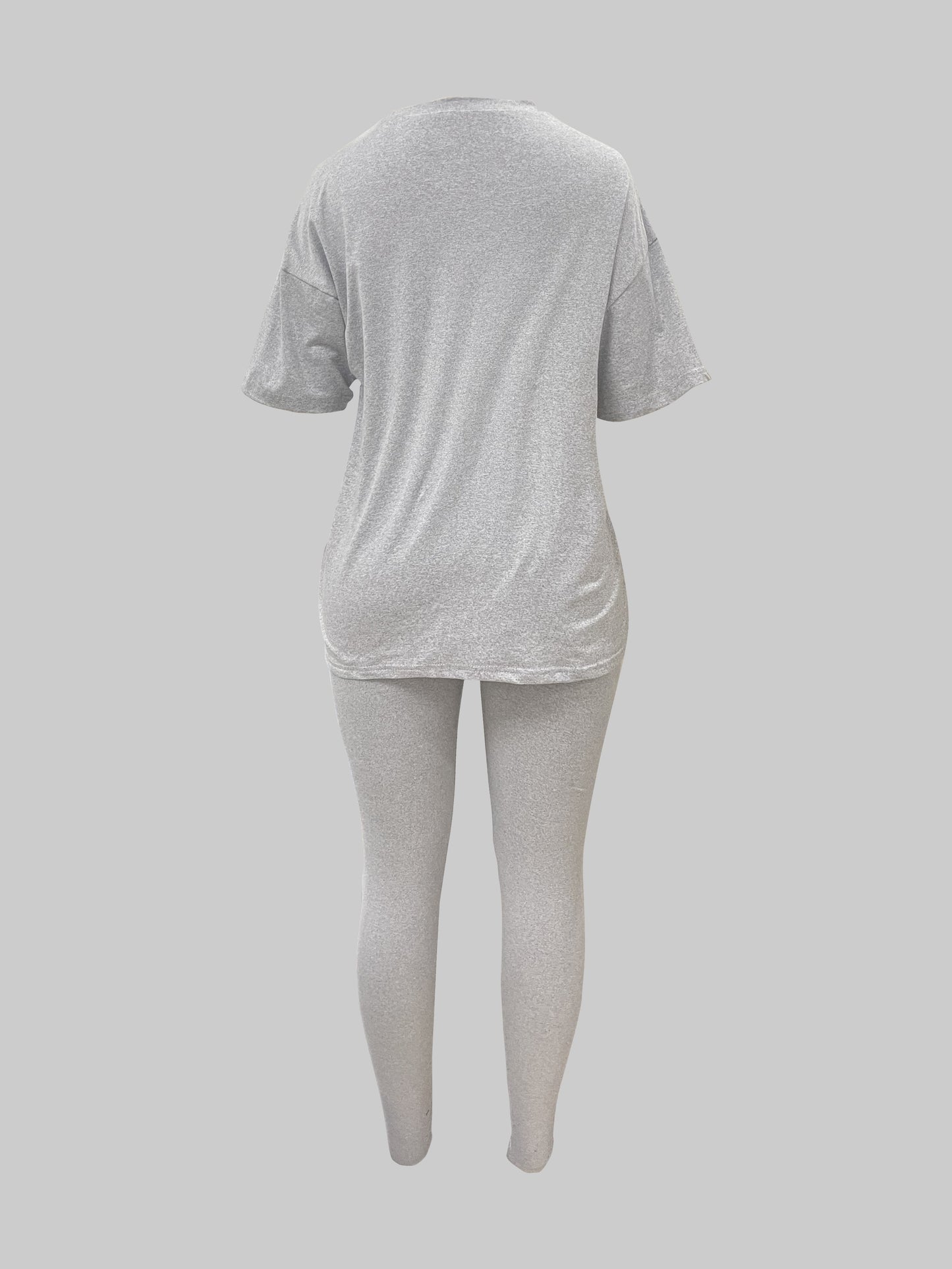 Sixsr Teddy Bear Print Two Piece Set, Short Sleeve T-Shirt & Pants, Women's Clothing