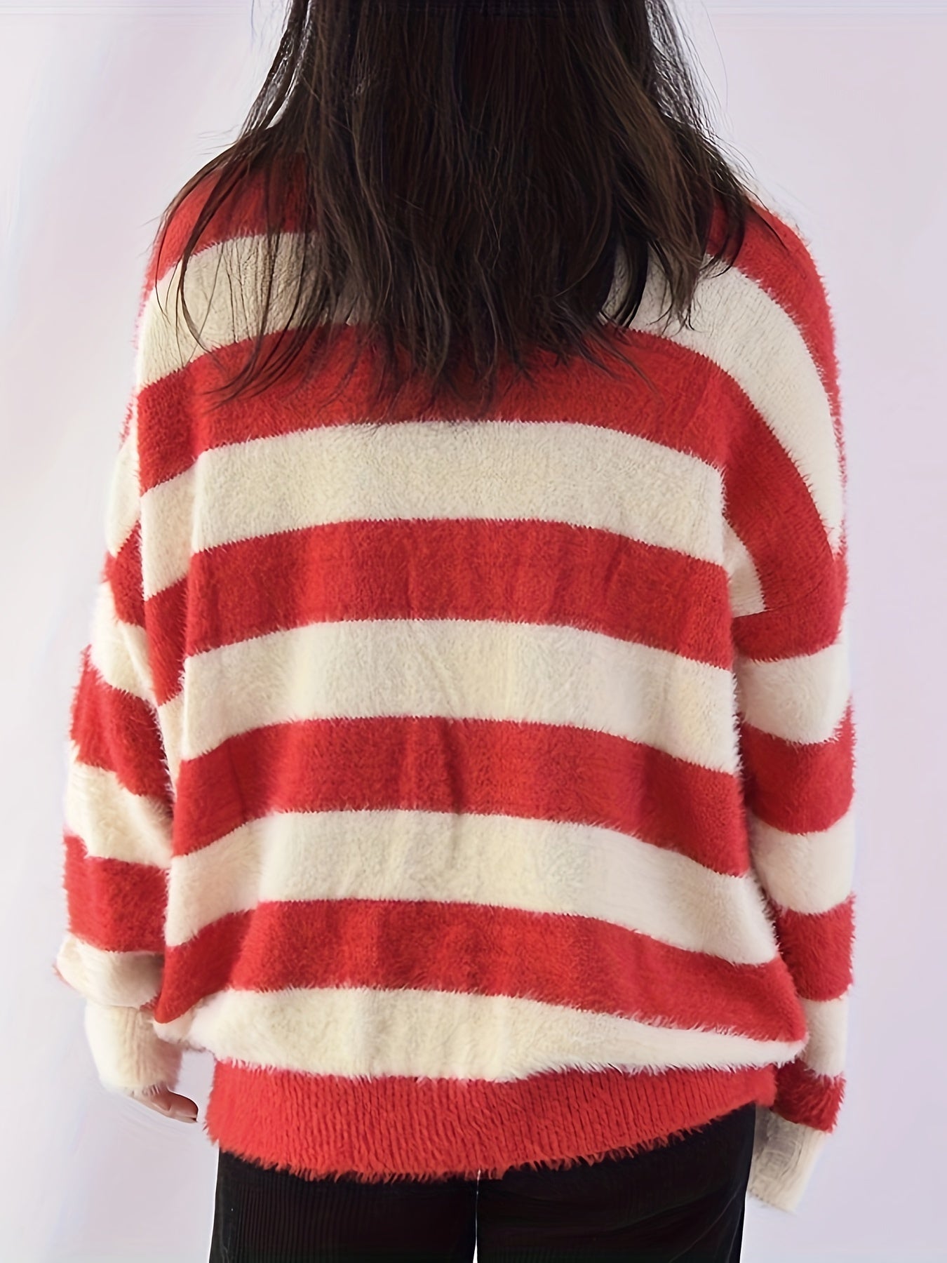 Sixsr Striped Color Block Pullover Sweater, Casual Long Sleeve Sweater, Women's Clothing
