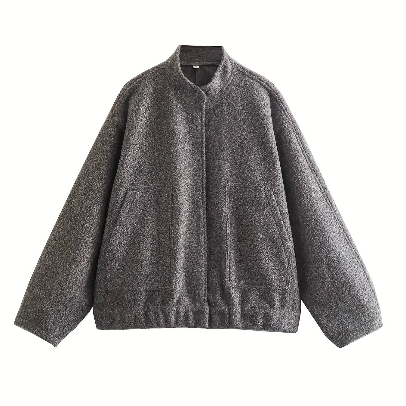 Sixsr Button Front Slant Pockets Jacket, Versatile Long Sleeve Jacket For Fall & Winter, Women's Clothing