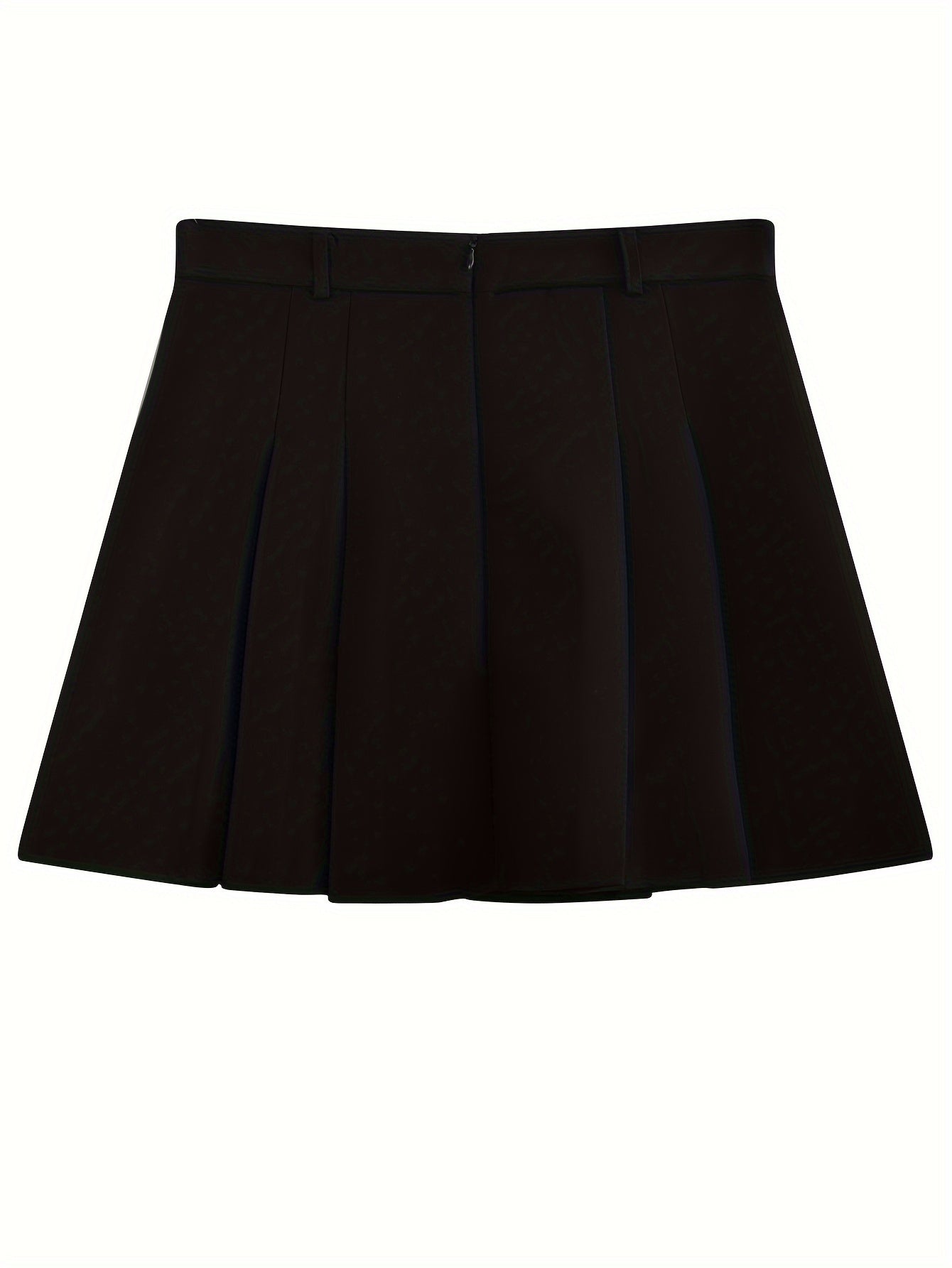 Sixsr Solid Pleated Aline Skirt, Preppy High Waist Skirt For Spring & Fall, Women's Clothing