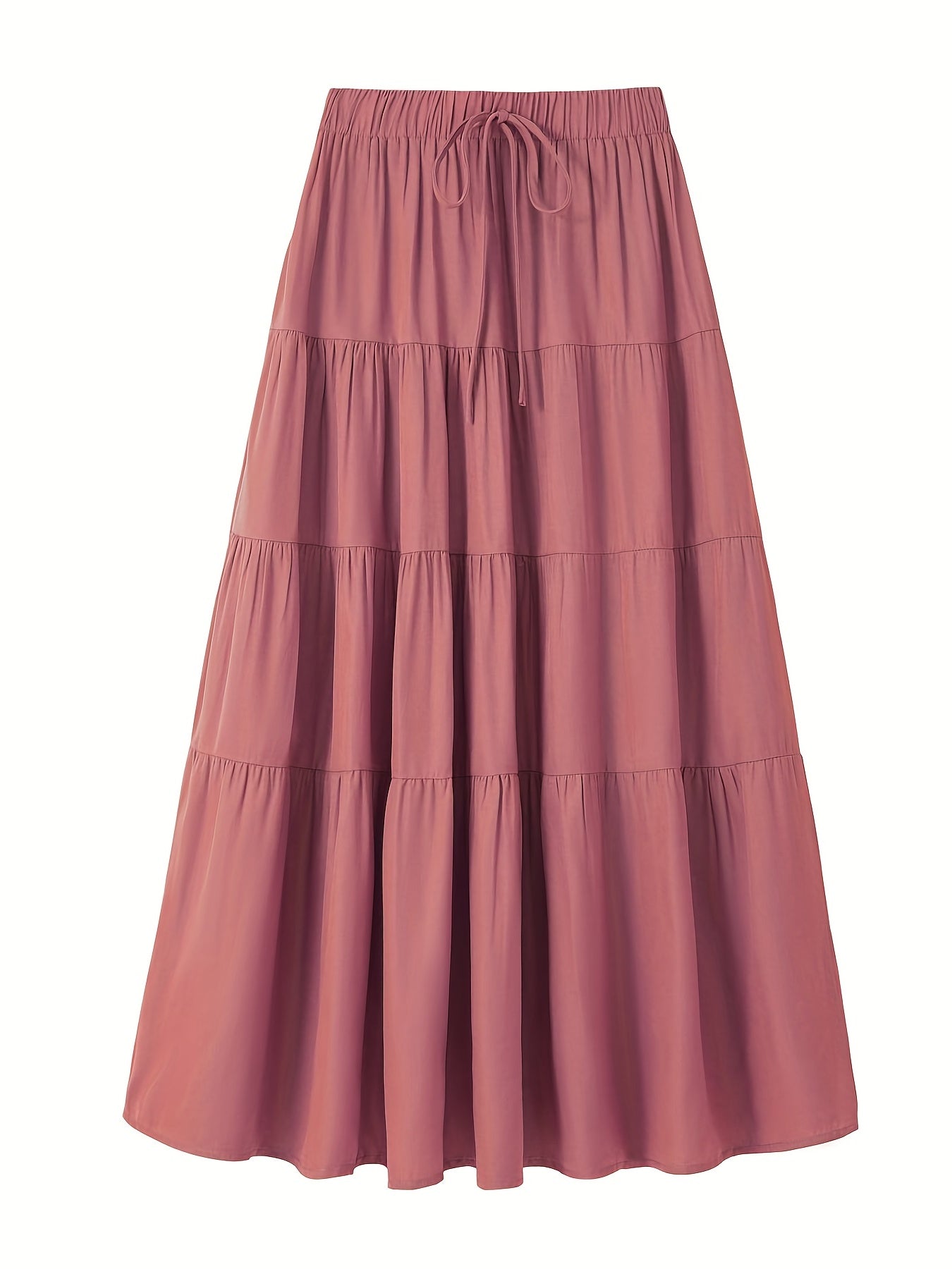 Ruffle Layered Hem Drawstring Skirt, Casual Skirt For Spring & Summer, Women's Clothing