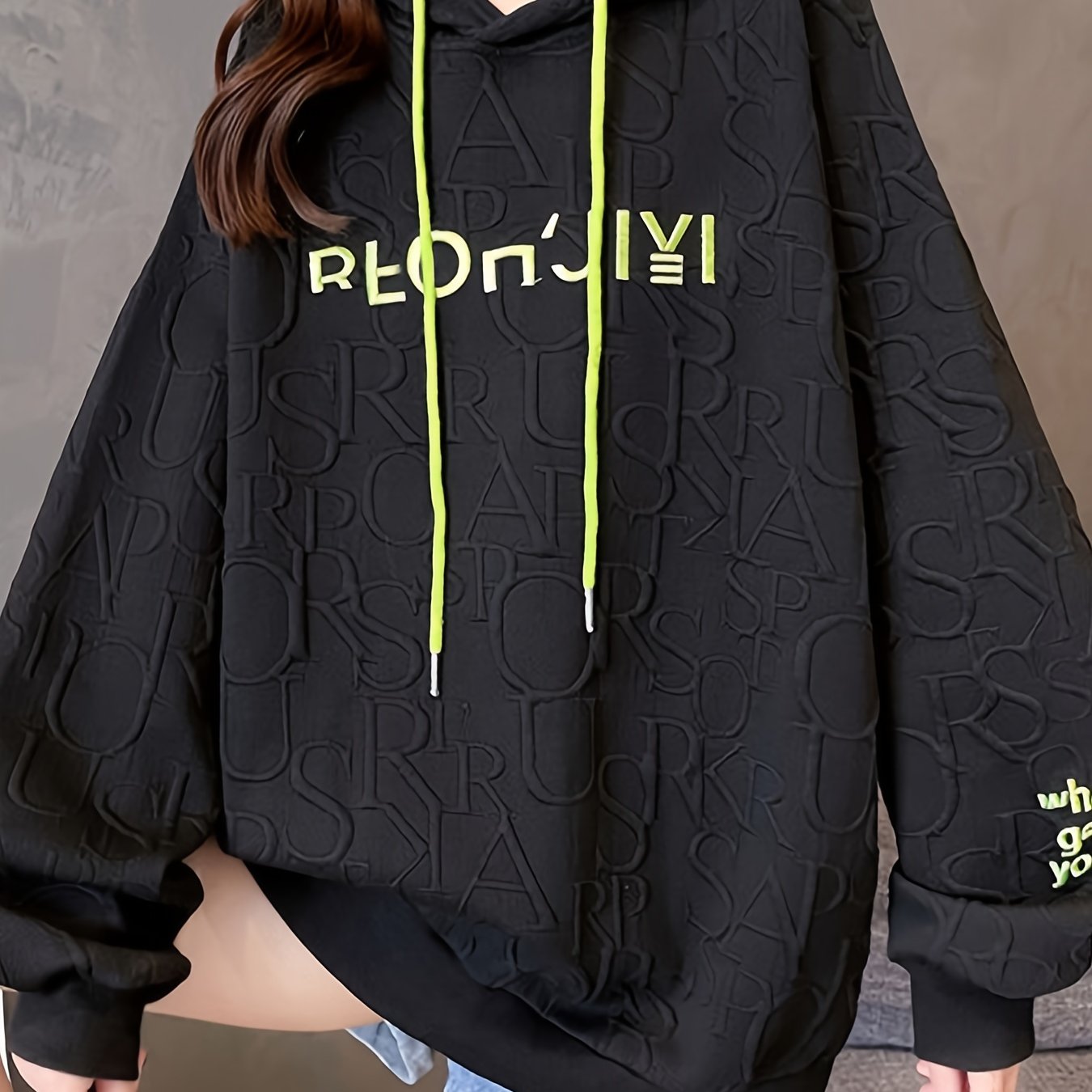 Sixsr Letter Print Embroidered Drawstring Thermal Hoodie, Casual Printed Long Sleeve Hoodies Sweatshirts, Women's Clothing