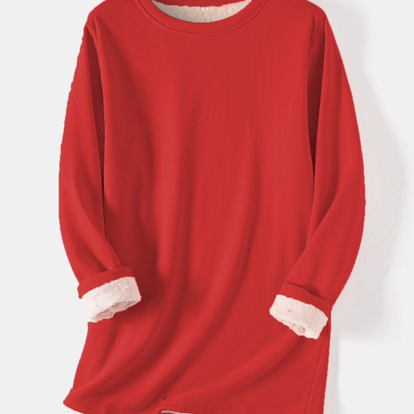 Sixsr Women's Pullover Winter Warm Plush Lining Long Sleeve Sweatshirt, Slim Fit Warm Top, Women's Clothing