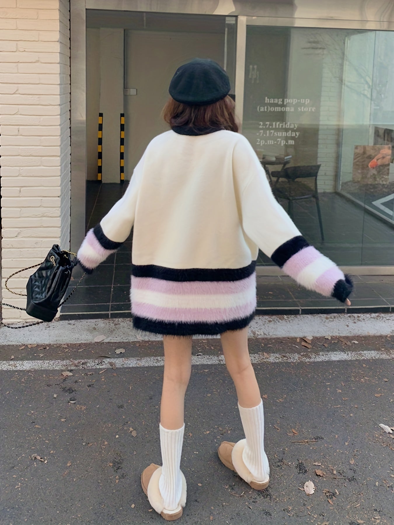 Sixsr Color Block Drop Shoulder Sweater, Casual Long Sleeve Sweater For Fall & Winter, Women's Clothing