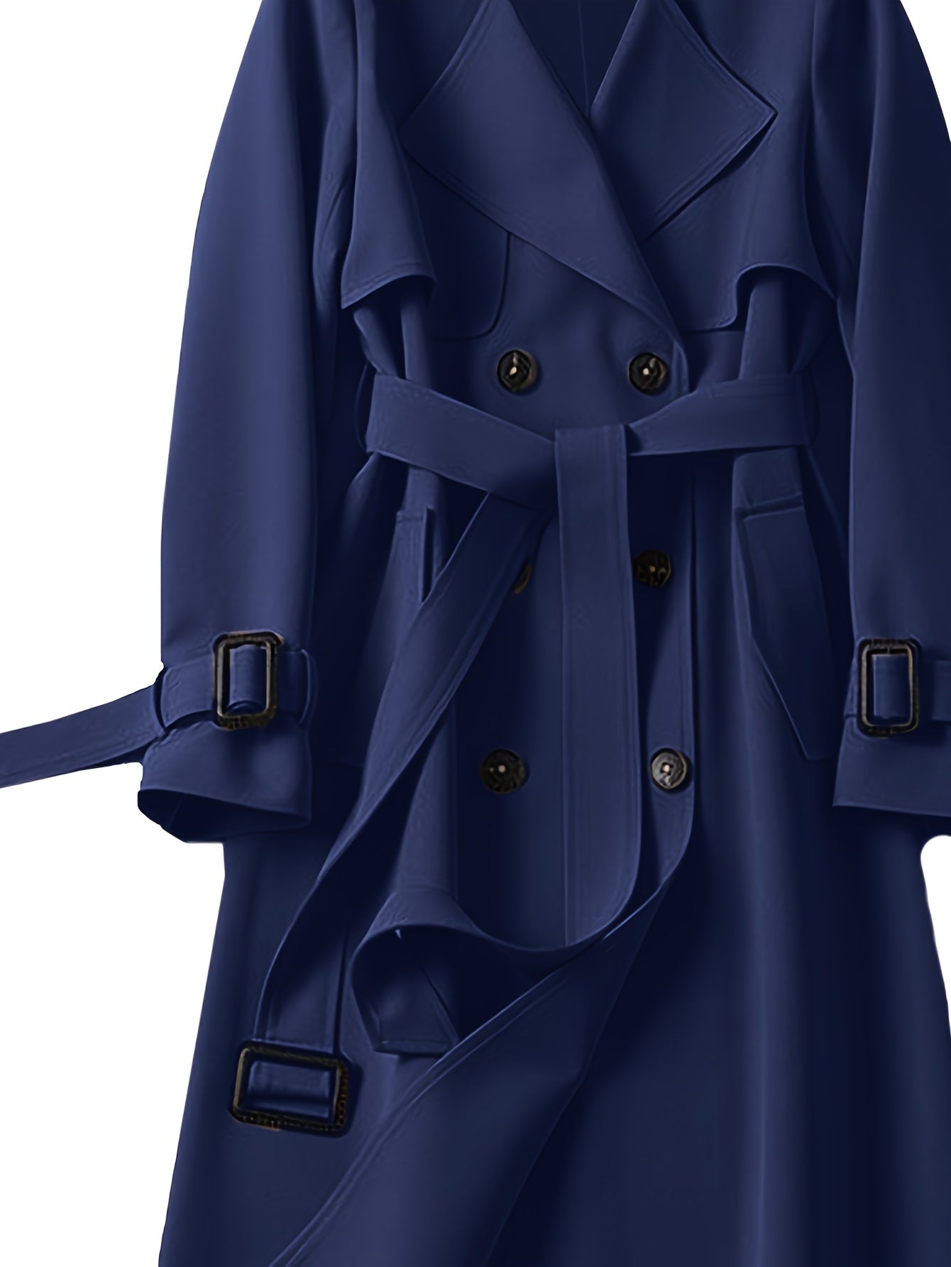 Sixsr Double Breasted Trench Coat, Casual Lapel Long Sleeve Outerwear, Women's Clothing