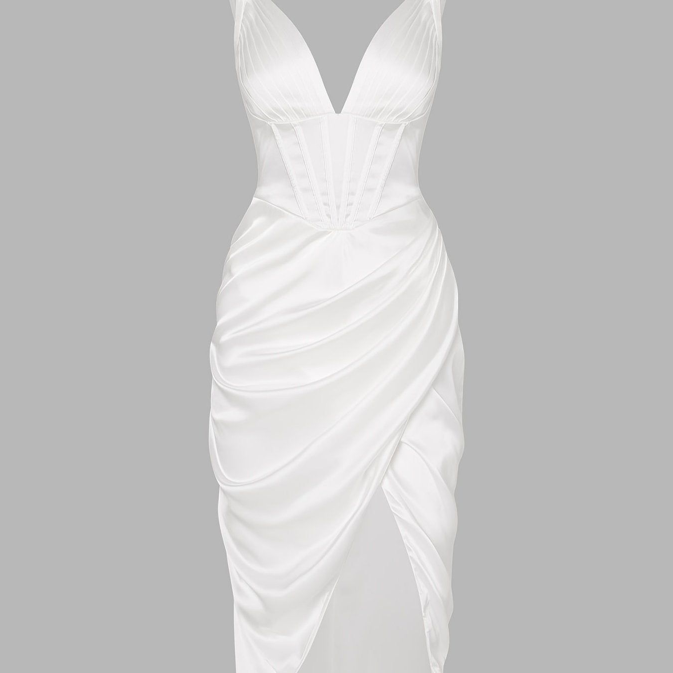 Sexy Backless Slim Deep V Neck Dress, Casual Every Day Dress For Spring & Fall, Women's Clothing