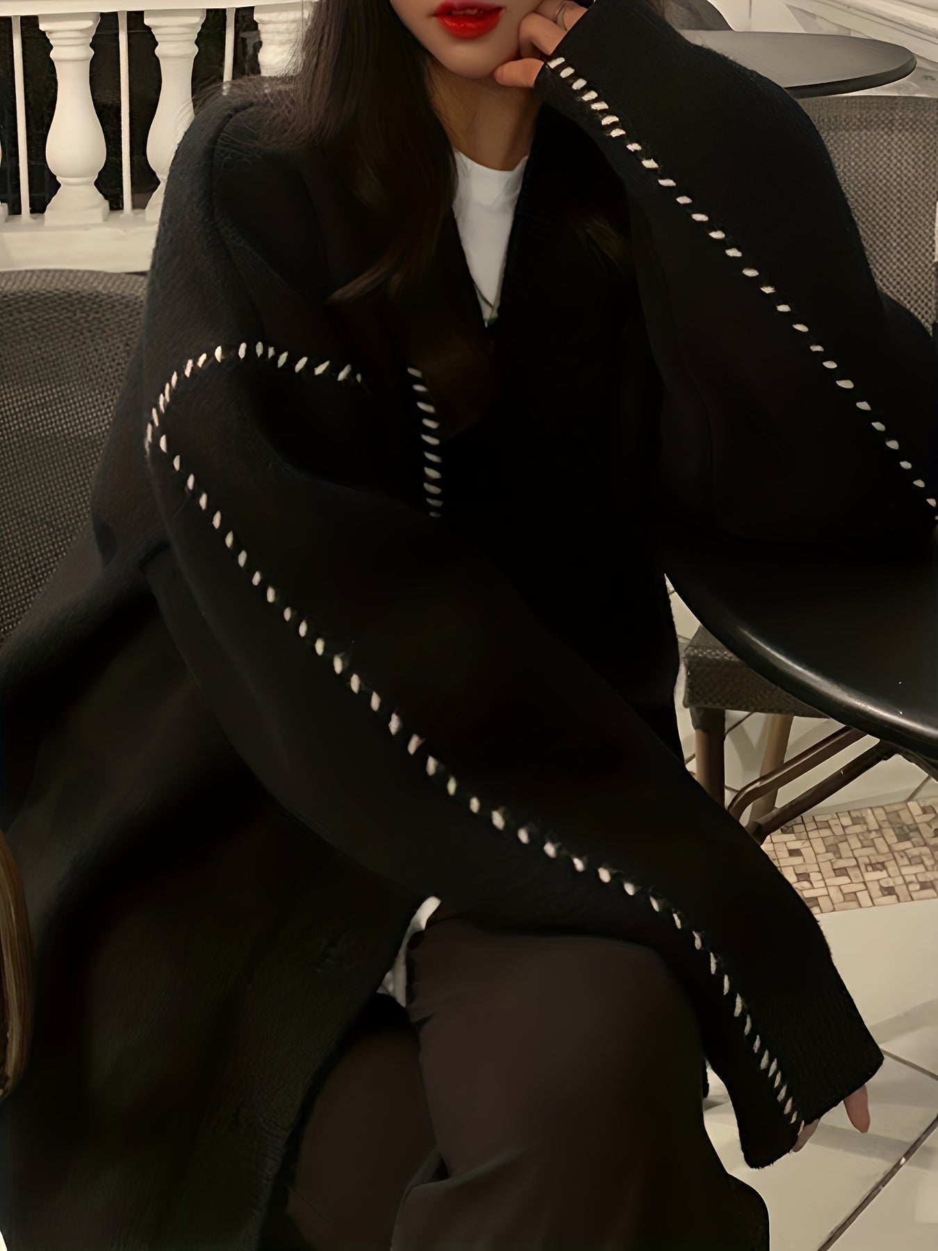 Sixsr Button Up Knitted Cardigan, Casual Long Sleeve Drop Shoulder Outwear, Women's Clothing