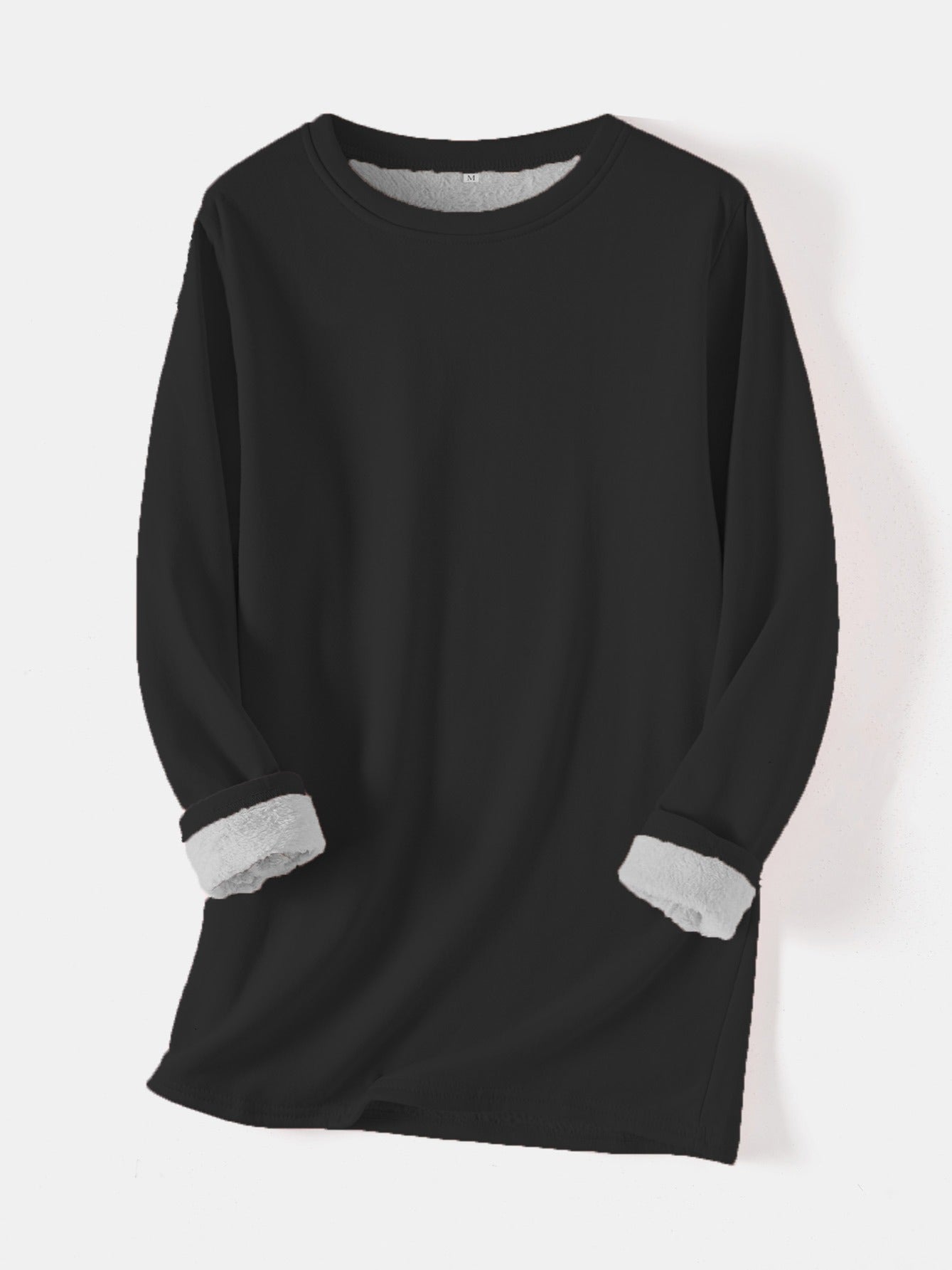 Sixsr Women's Pullover Winter Warm Plush Lining Long Sleeve Sweatshirt, Slim Fit Warm Top, Women's Clothing
