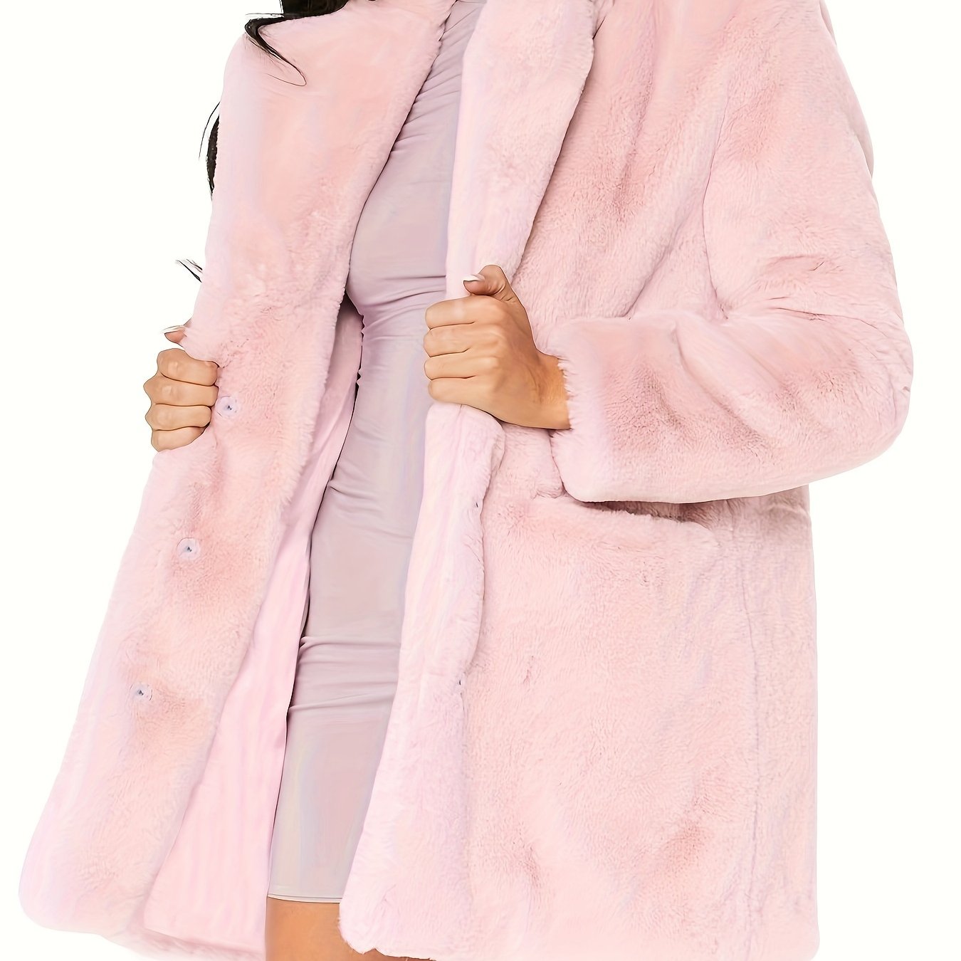 Sixsr Winter Warm Plush Loose Coat, Casual Long Sleeve Fashion Teddy Outerwear, Women's Clothing