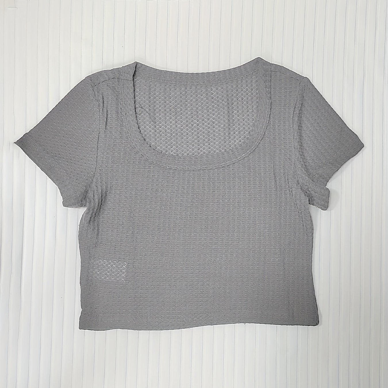Sixsr Basics Solid Crew Neck Slim Crop T-shirt, Casual Short Sleeve Fashion Summer T-Shirts Crop Tops, Women's Clothing